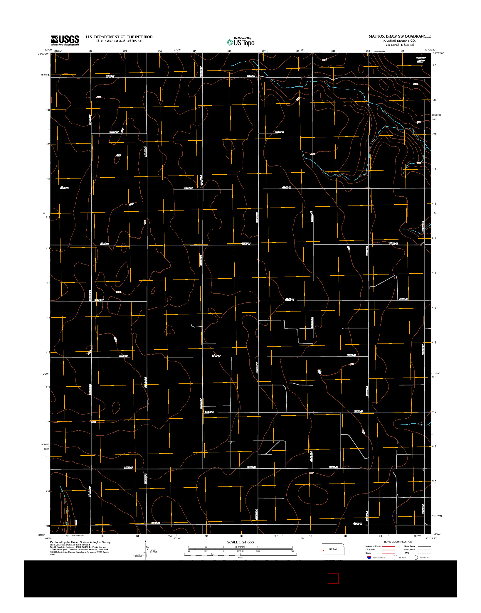 USGS US TOPO 7.5-MINUTE MAP FOR MATTOX DRAW SW, KS 2012