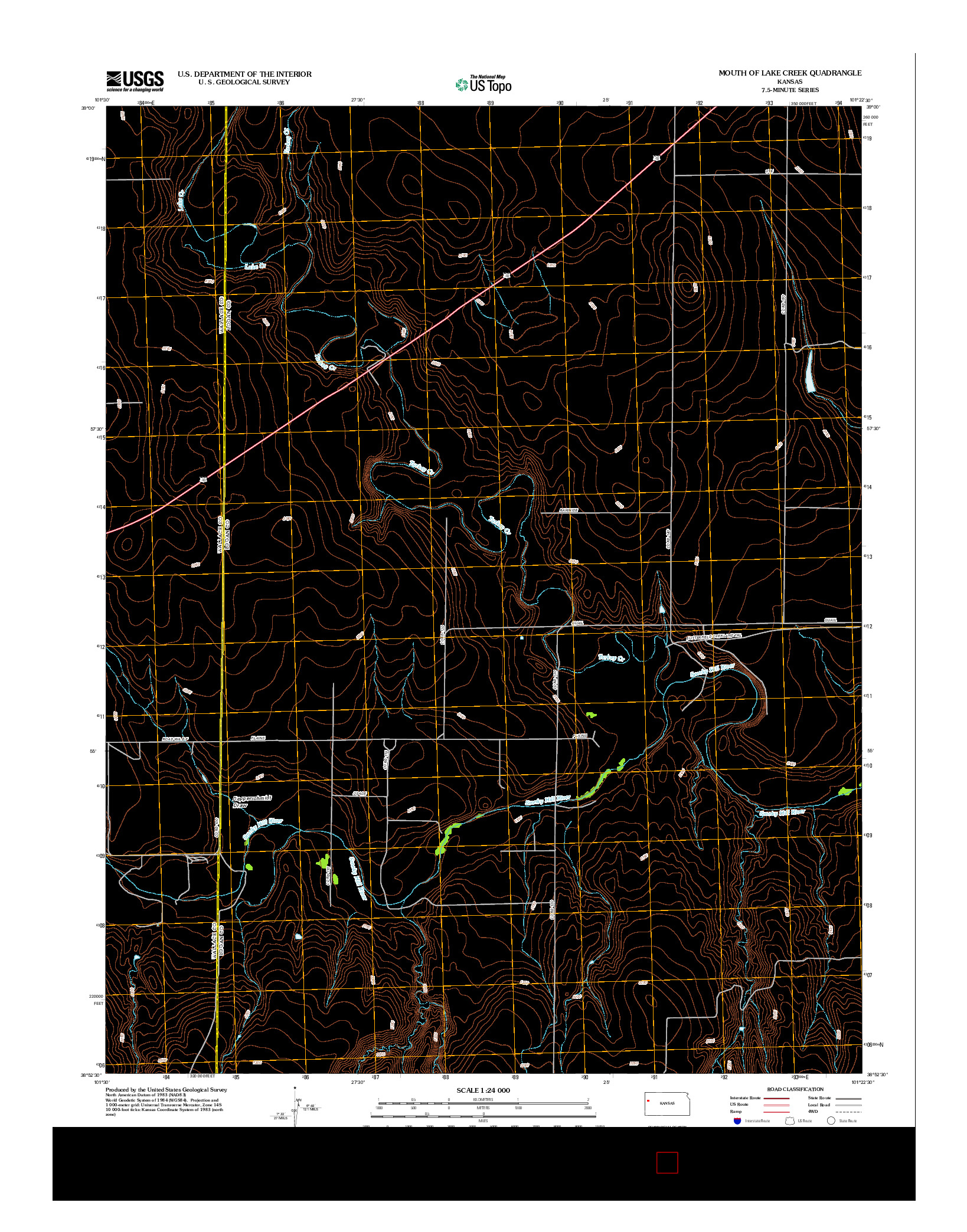 USGS US TOPO 7.5-MINUTE MAP FOR MOUTH OF LAKE CREEK, KS 2012