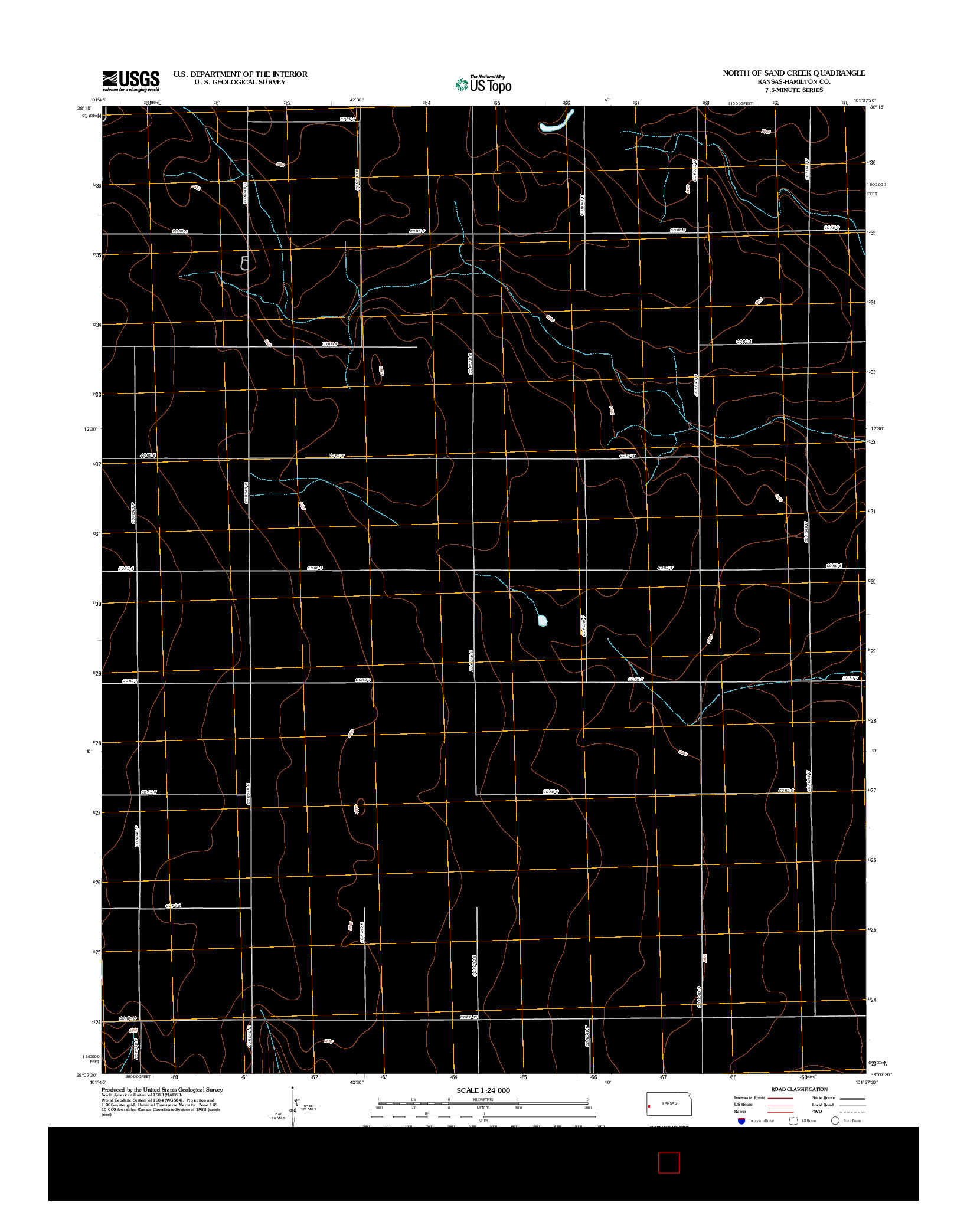 USGS US TOPO 7.5-MINUTE MAP FOR NORTH OF SAND CREEK, KS 2012