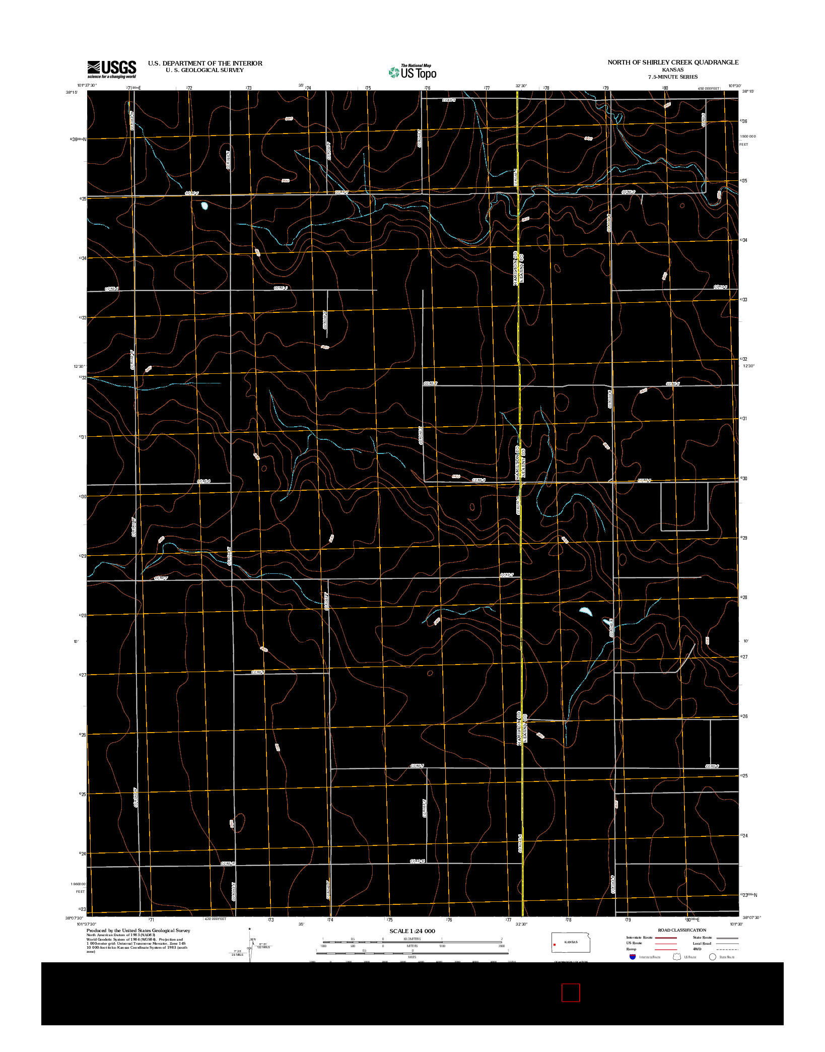 USGS US TOPO 7.5-MINUTE MAP FOR NORTH OF SHIRLEY CREEK, KS 2012