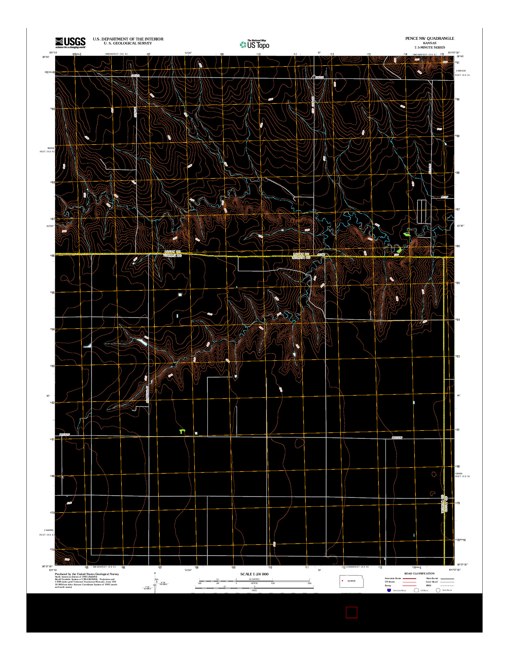 USGS US TOPO 7.5-MINUTE MAP FOR PENCE NW, KS 2012