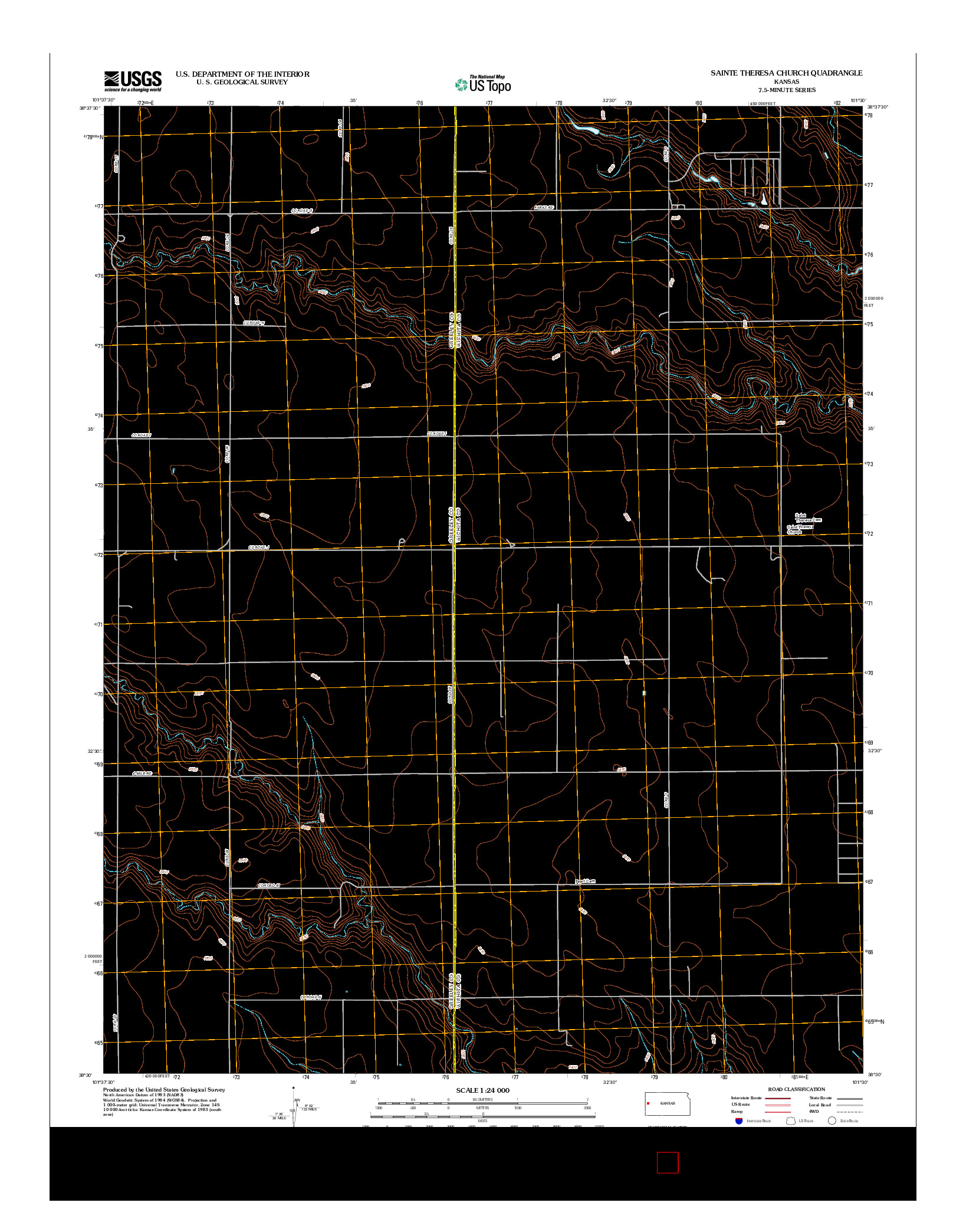 USGS US TOPO 7.5-MINUTE MAP FOR SAINTE THERESA CHURCH, KS 2012