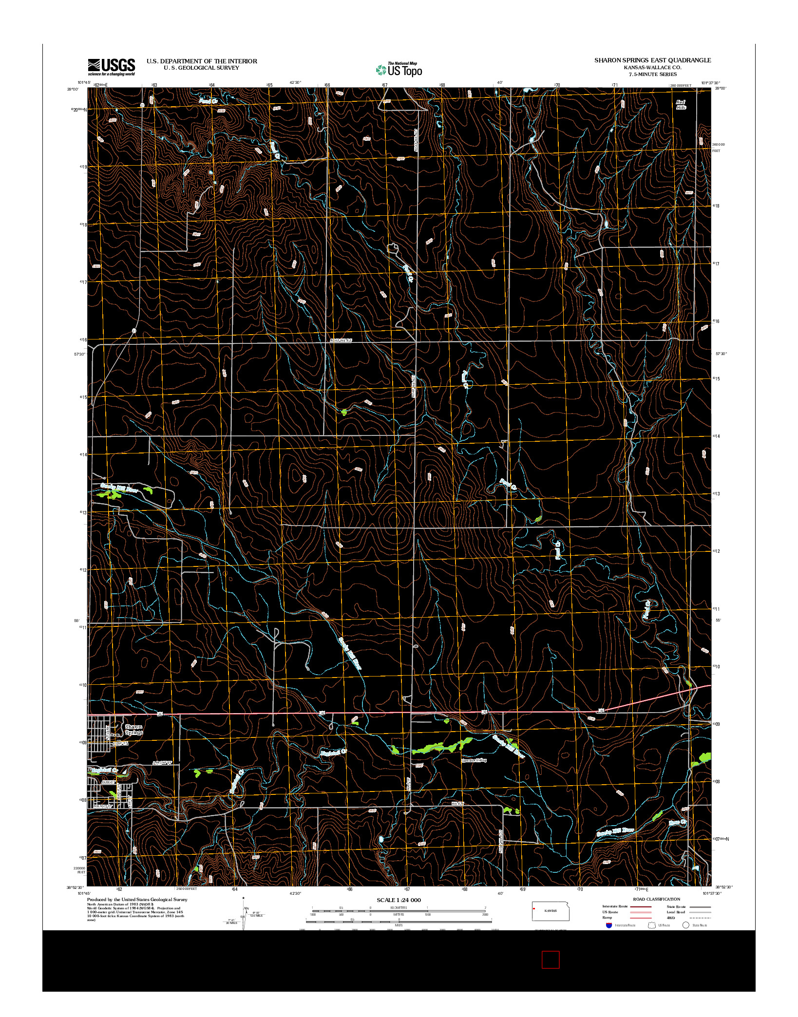 USGS US TOPO 7.5-MINUTE MAP FOR SHARON SPRINGS EAST, KS 2012