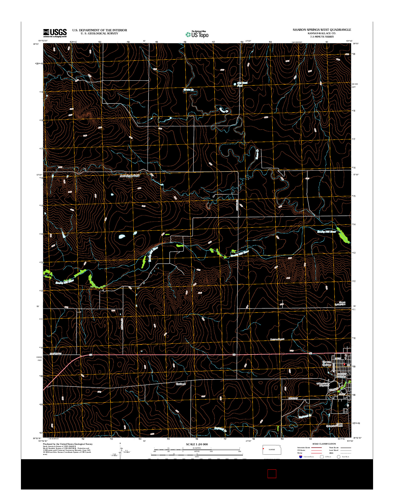 USGS US TOPO 7.5-MINUTE MAP FOR SHARON SPRINGS WEST, KS 2012