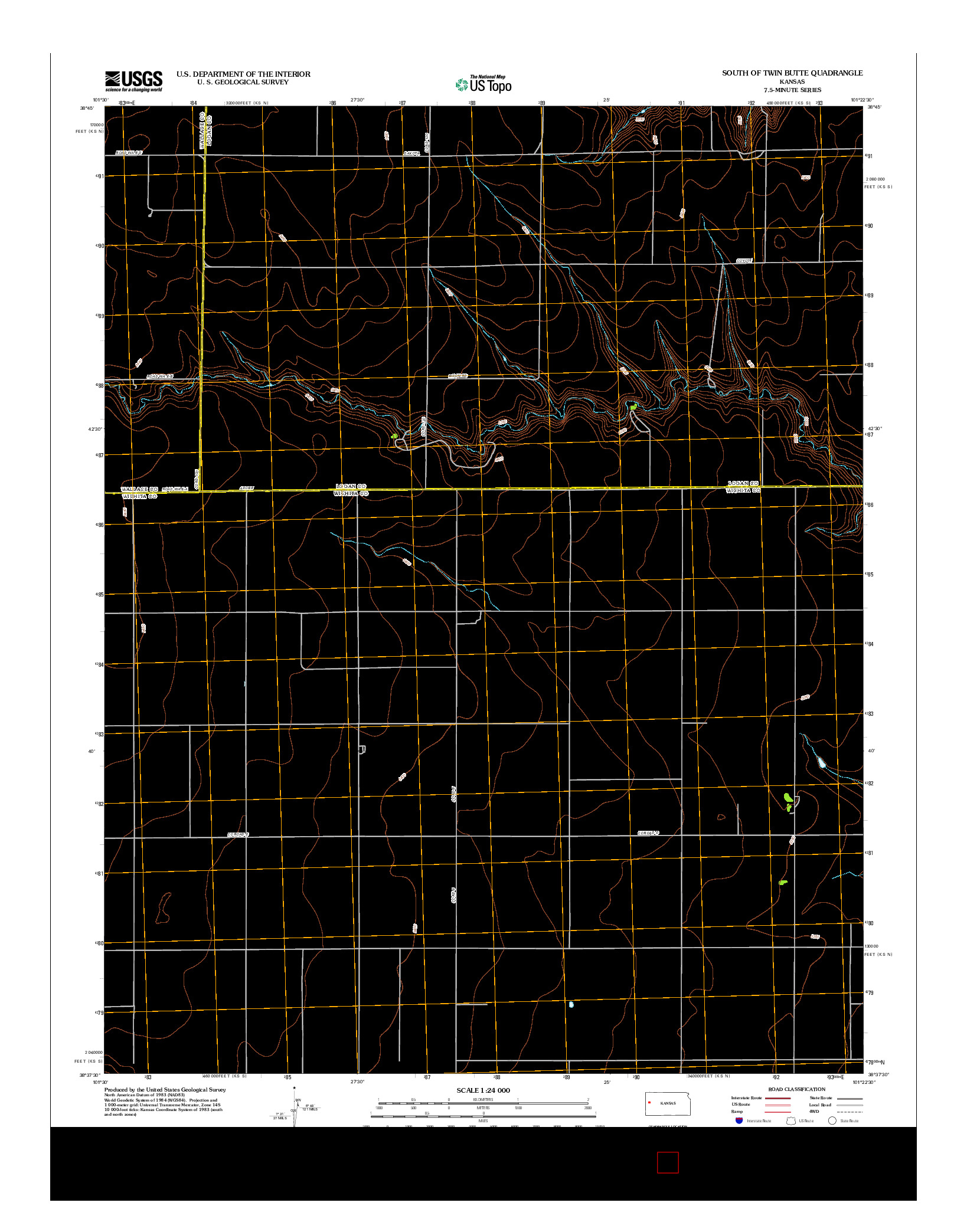 USGS US TOPO 7.5-MINUTE MAP FOR SOUTH OF TWIN BUTTE, KS 2012