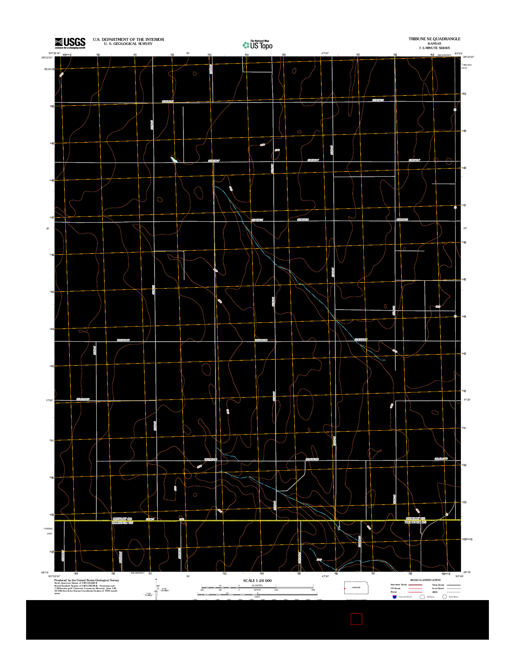 USGS US TOPO 7.5-MINUTE MAP FOR TRIBUNE SE, KS 2012