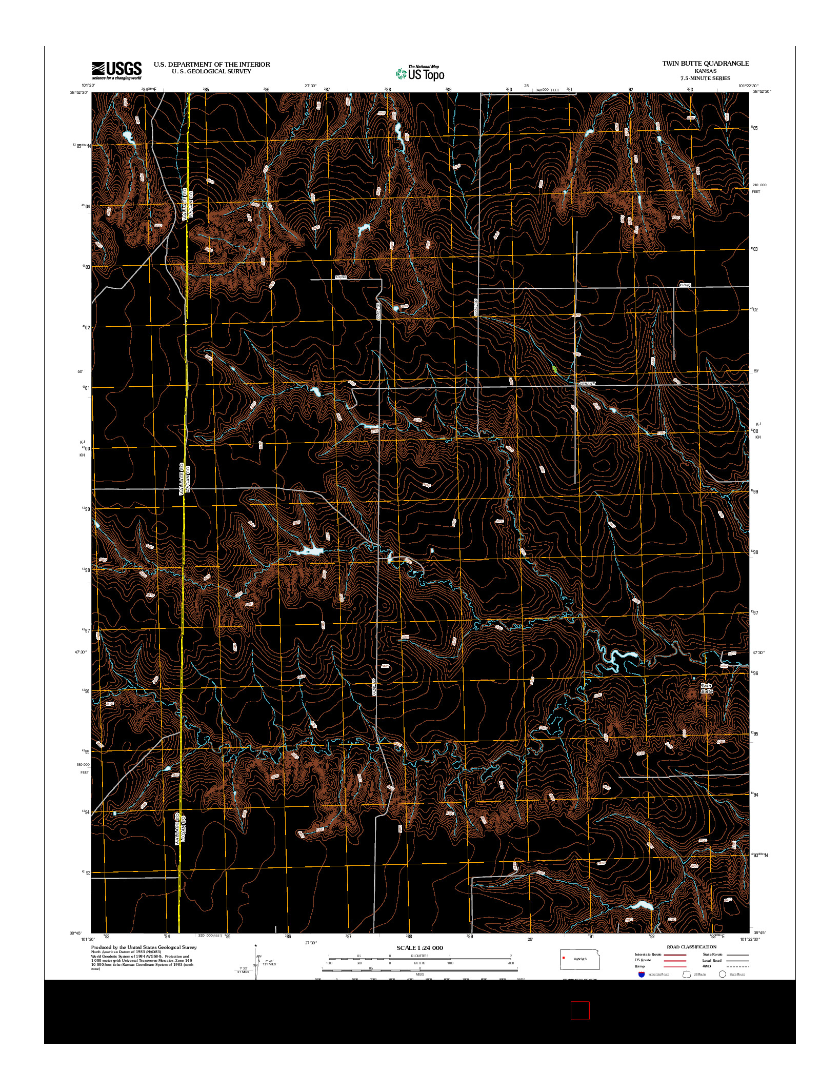 USGS US TOPO 7.5-MINUTE MAP FOR TWIN BUTTE, KS 2012