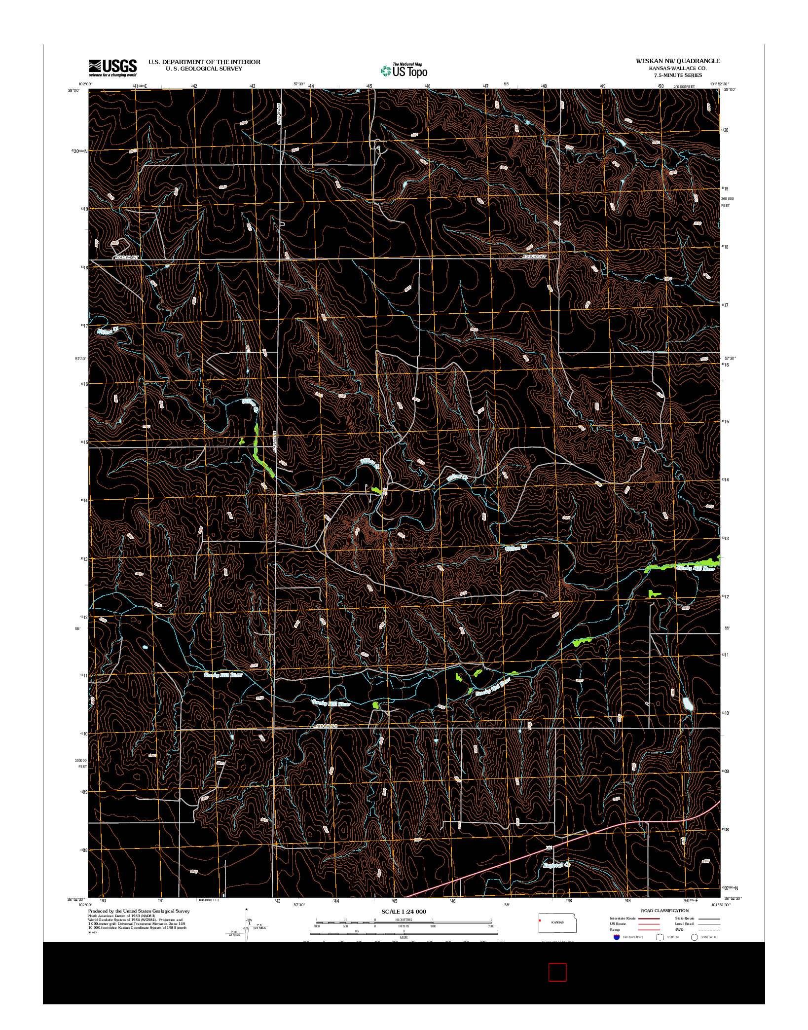 USGS US TOPO 7.5-MINUTE MAP FOR WESKAN NW, KS 2012