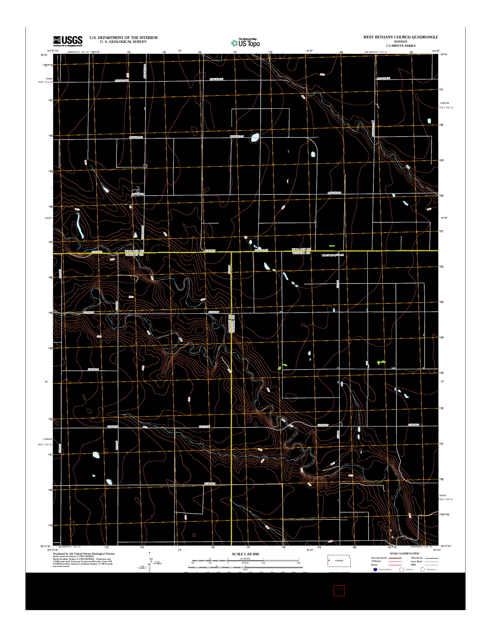 USGS US TOPO 7.5-MINUTE MAP FOR WEST BETHANY CHURCH, KS 2012