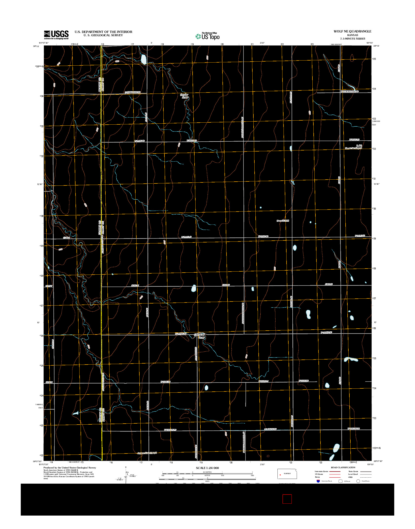 USGS US TOPO 7.5-MINUTE MAP FOR WOLF NE, KS 2012