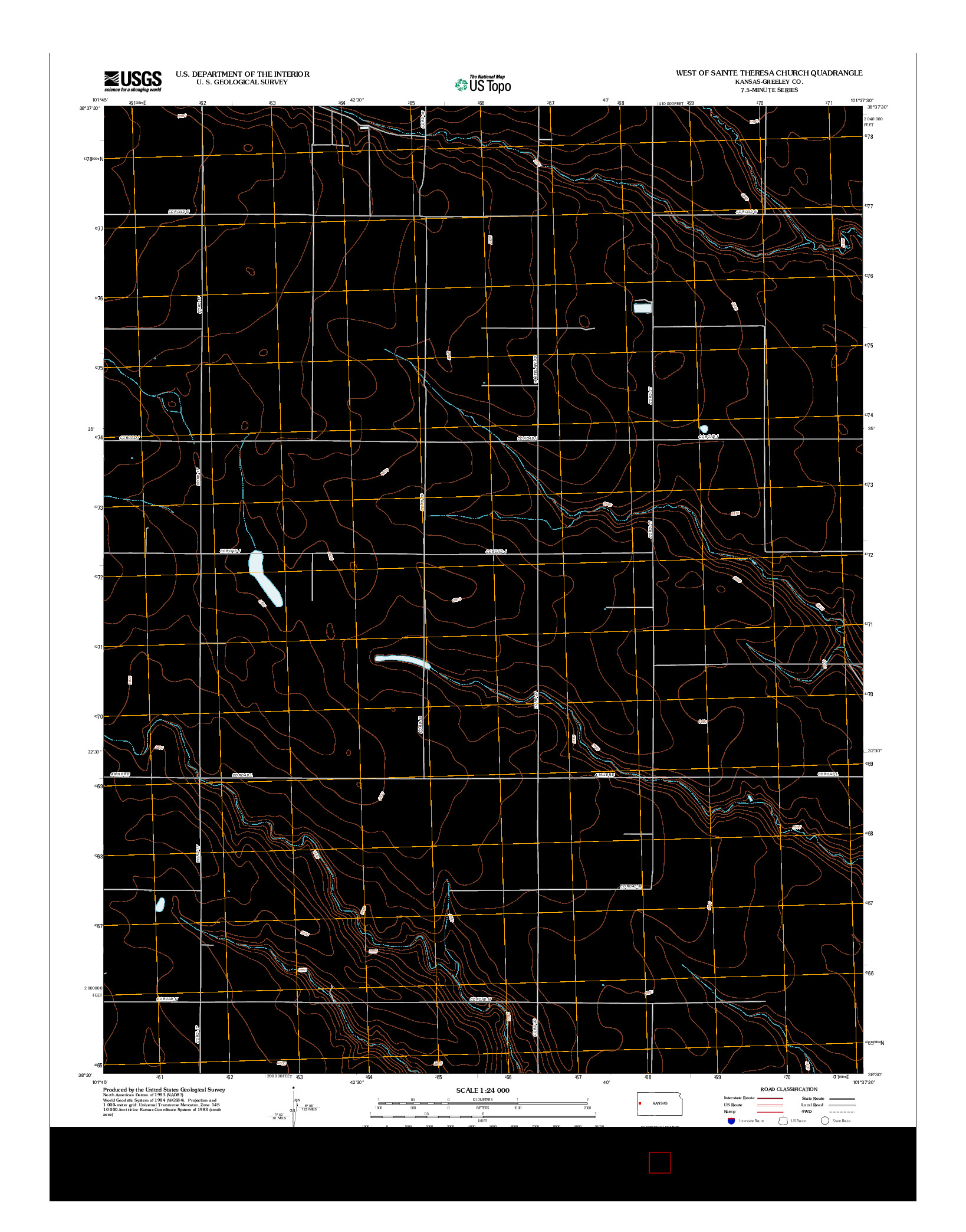 USGS US TOPO 7.5-MINUTE MAP FOR WEST OF SAINTE THERESA CHURCH, KS 2012