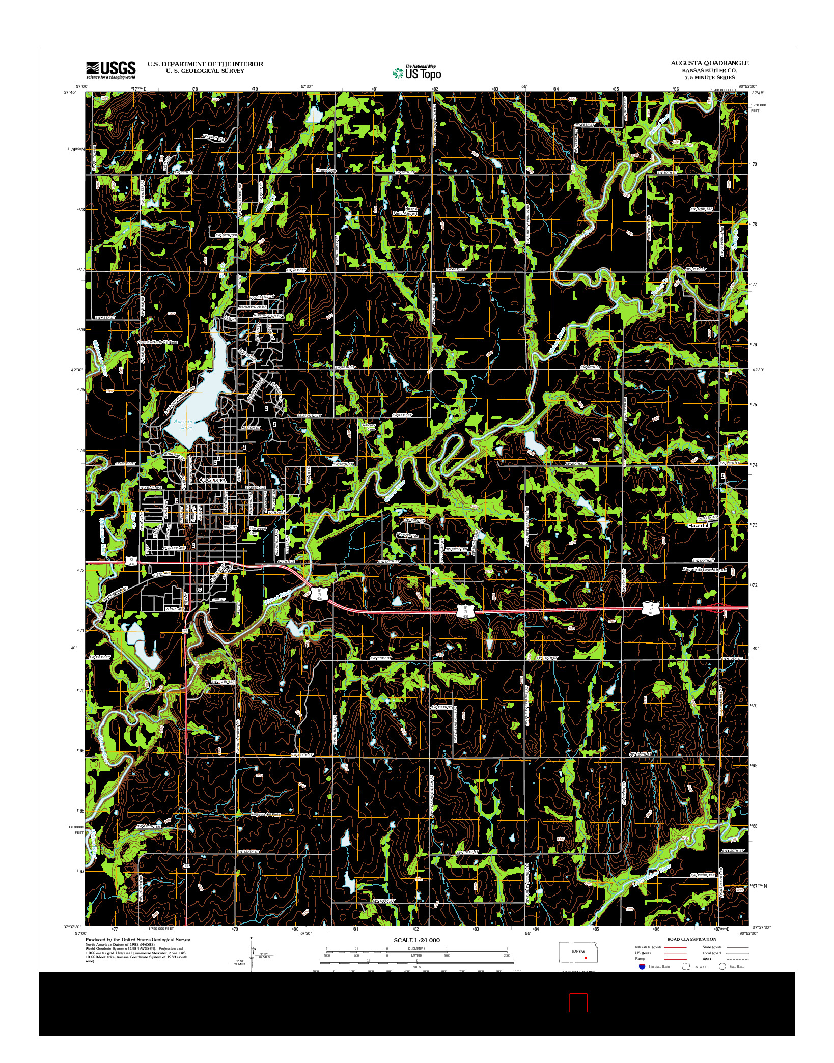 USGS US TOPO 7.5-MINUTE MAP FOR AUGUSTA, KS 2012