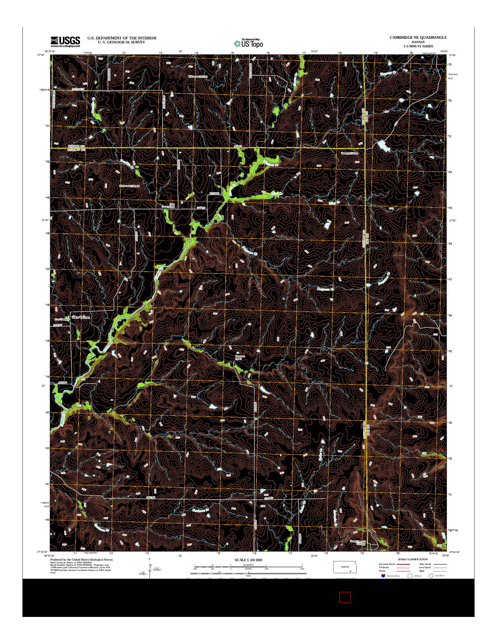 USGS US TOPO 7.5-MINUTE MAP FOR CAMBRIDGE NE, KS 2012