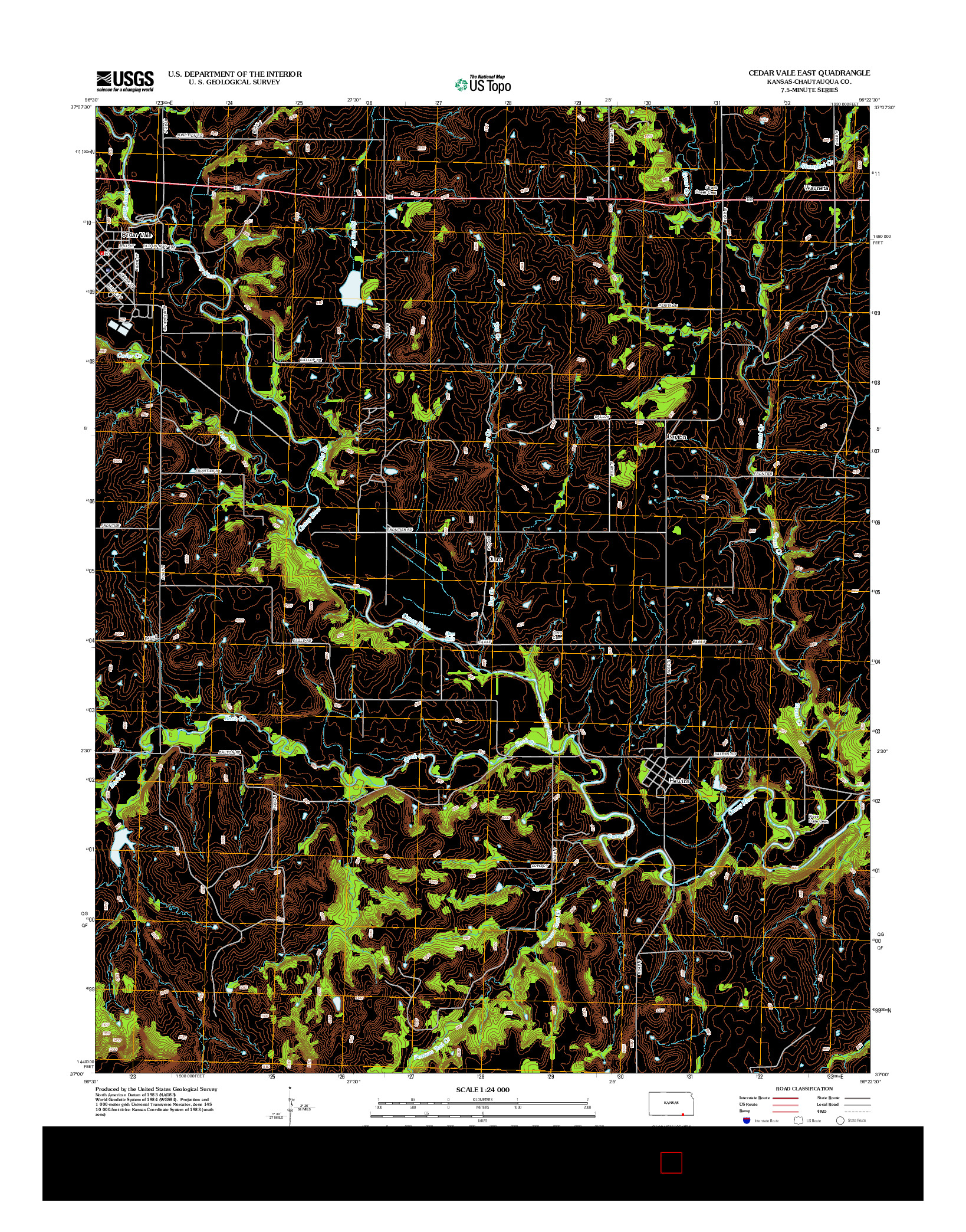 USGS US TOPO 7.5-MINUTE MAP FOR CEDAR VALE EAST, KS 2012