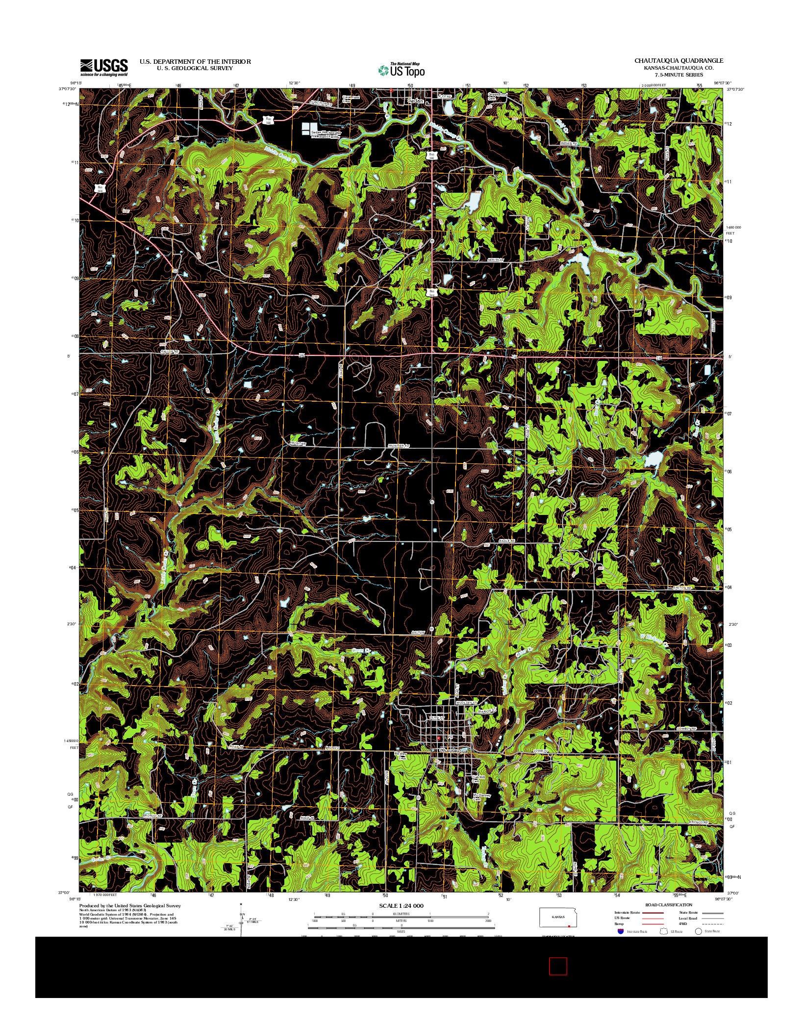 USGS US TOPO 7.5-MINUTE MAP FOR CHAUTAUQUA, KS 2012
