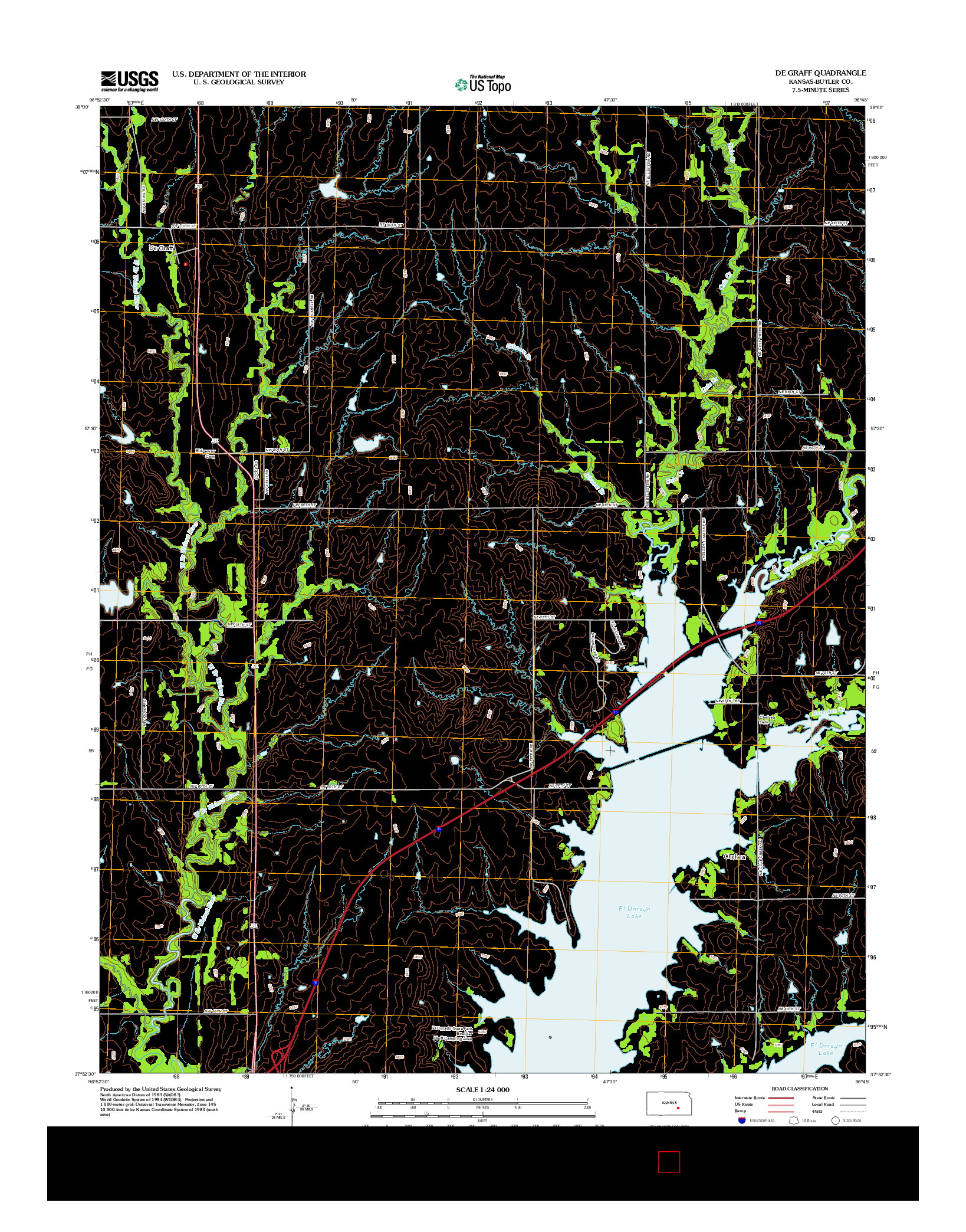 USGS US TOPO 7.5-MINUTE MAP FOR DE GRAFF, KS 2012