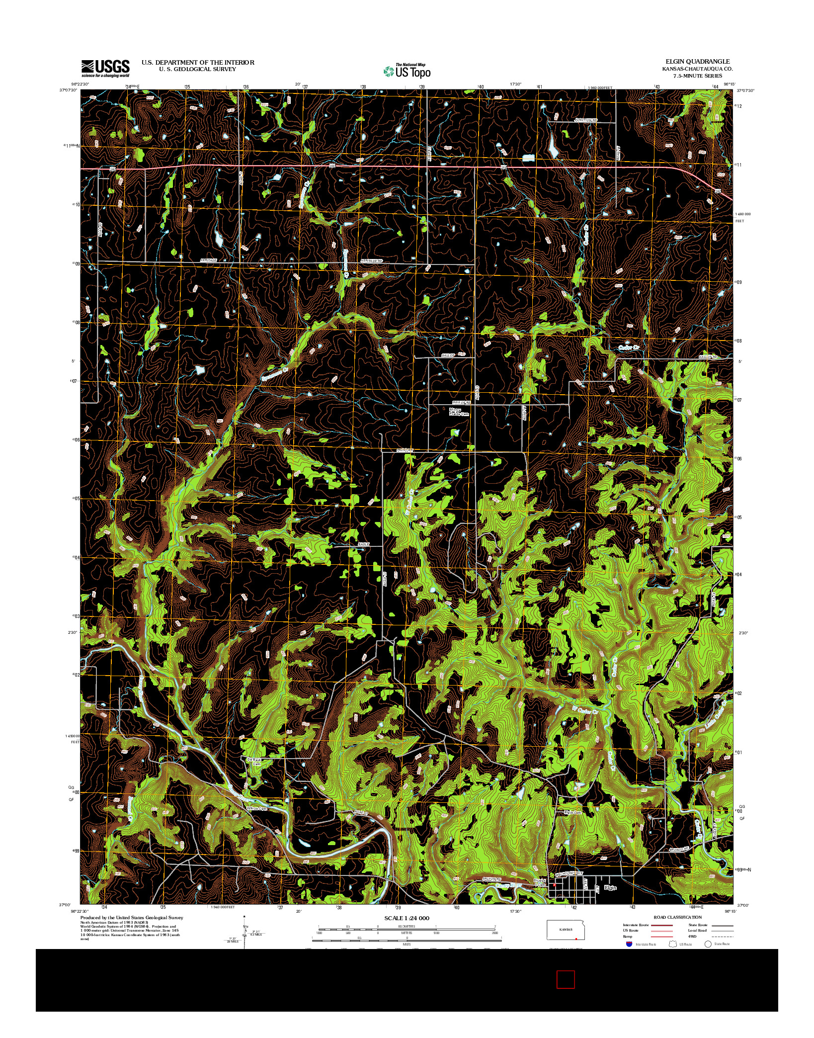 USGS US TOPO 7.5-MINUTE MAP FOR ELGIN, KS 2012