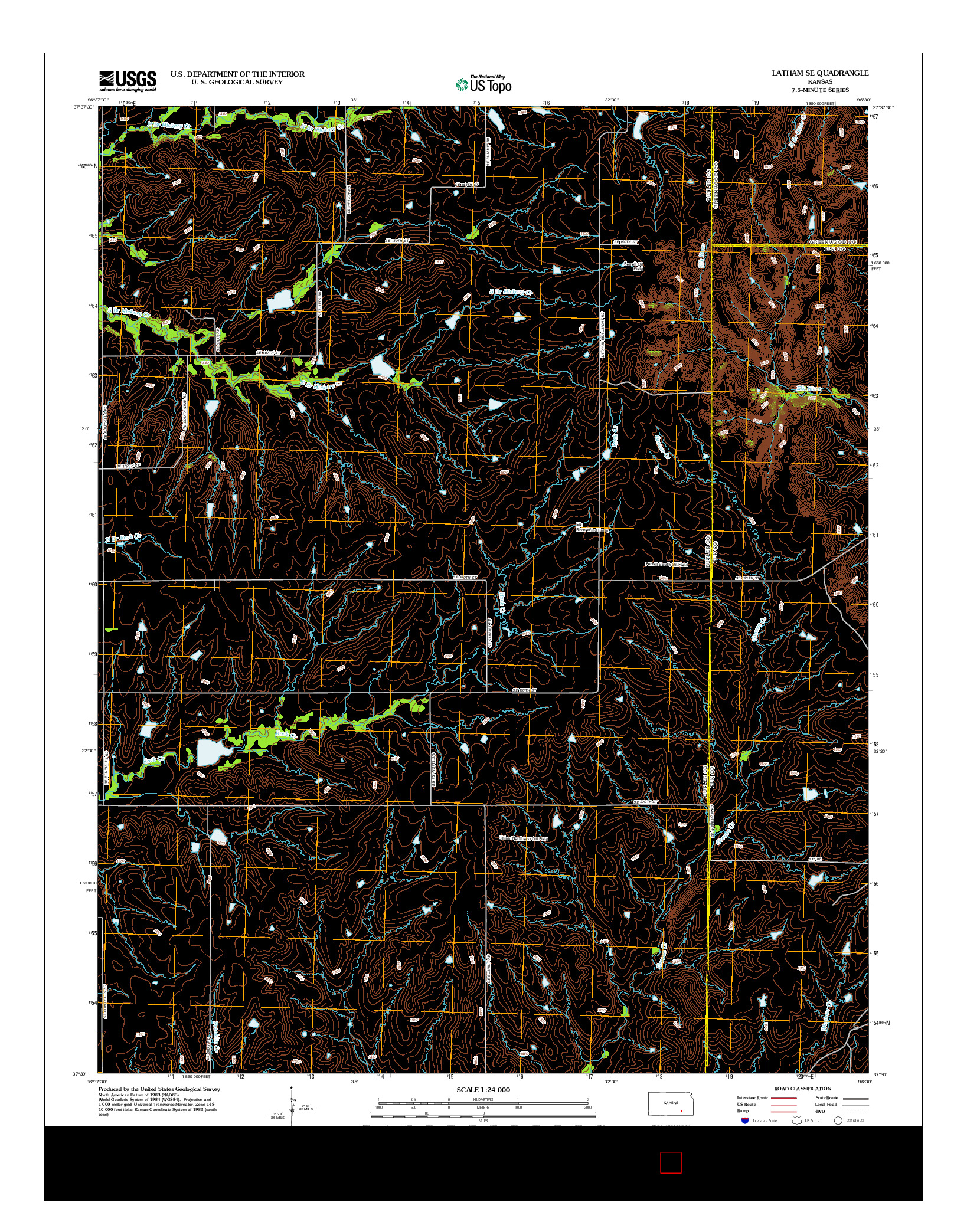 USGS US TOPO 7.5-MINUTE MAP FOR LATHAM SE, KS 2012