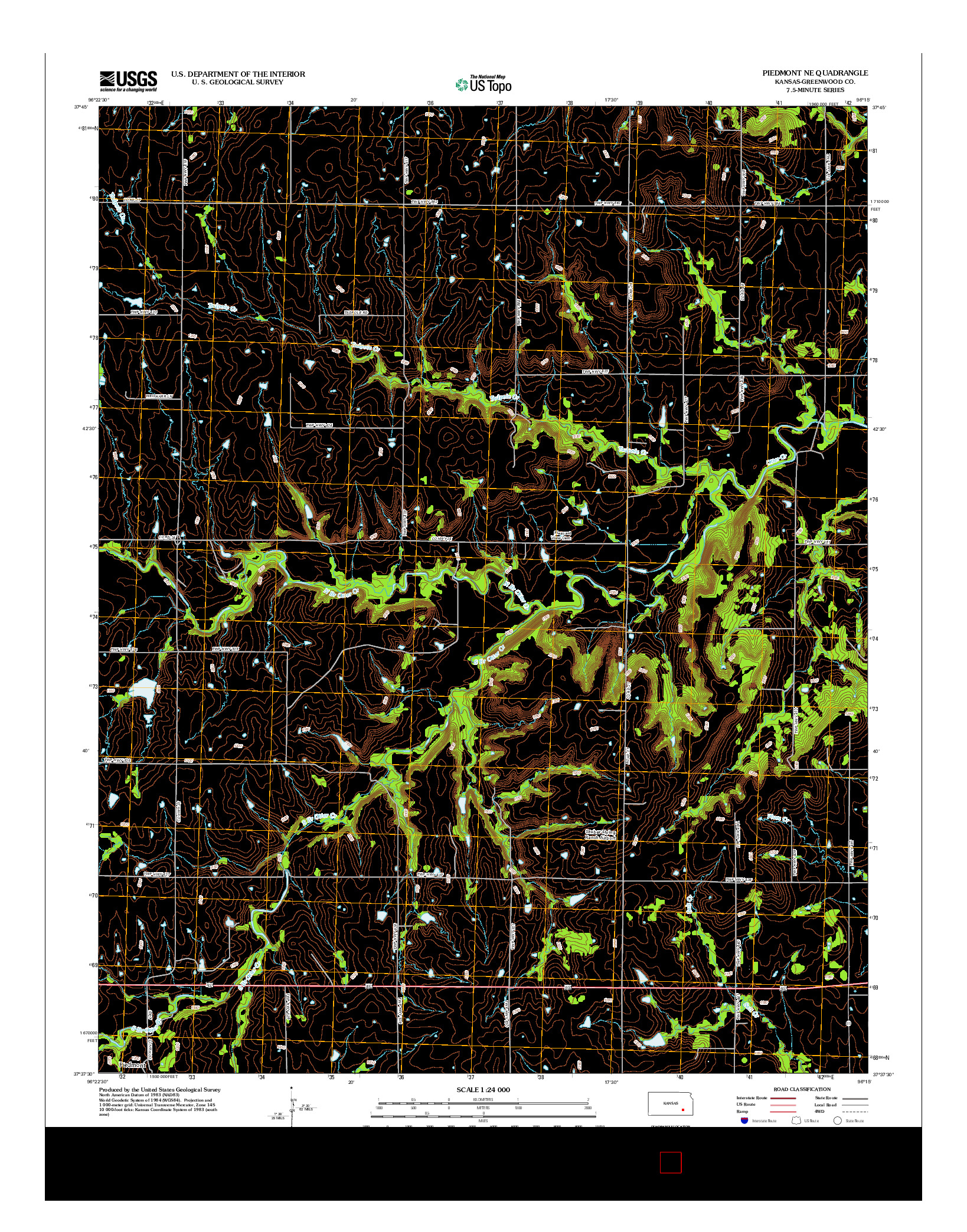 USGS US TOPO 7.5-MINUTE MAP FOR PIEDMONT NE, KS 2012