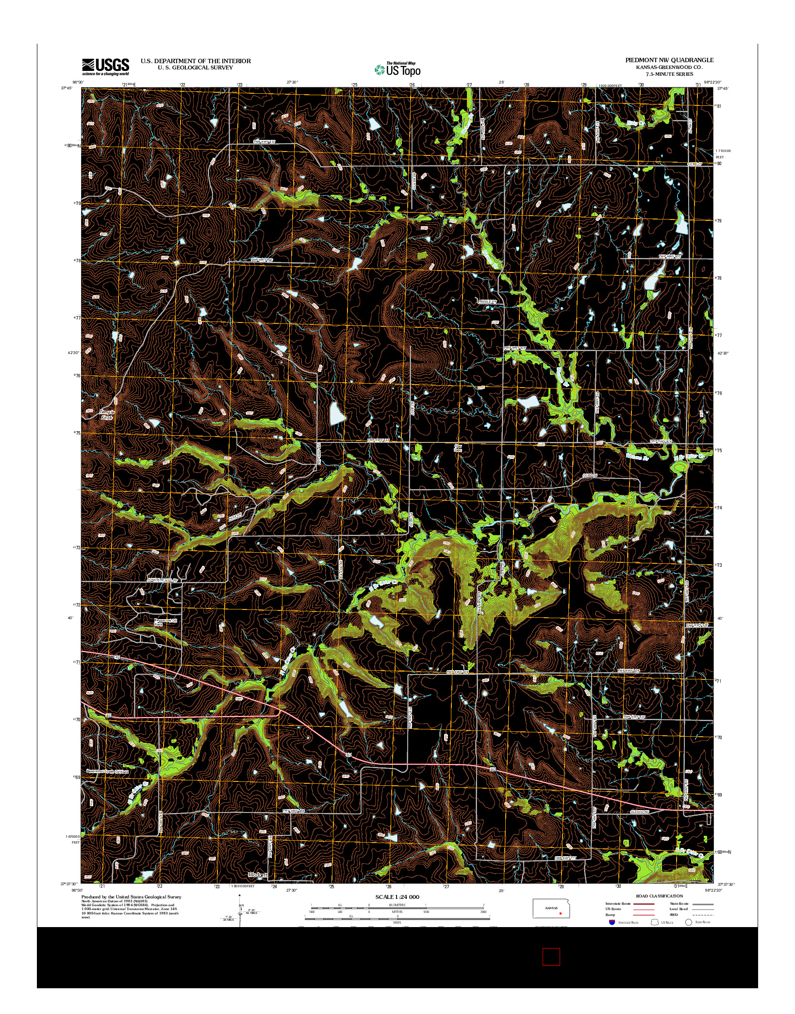 USGS US TOPO 7.5-MINUTE MAP FOR PIEDMONT NW, KS 2012