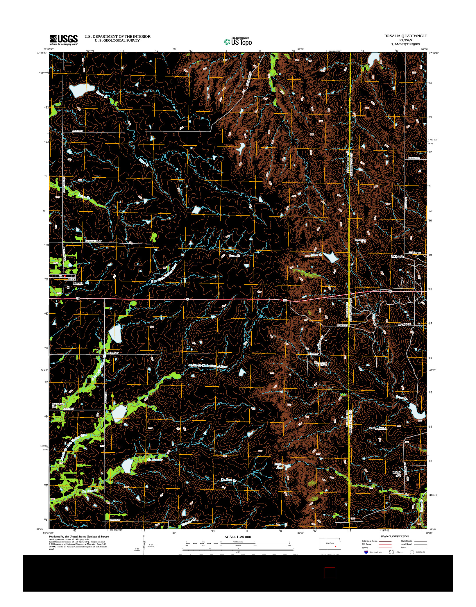 USGS US TOPO 7.5-MINUTE MAP FOR ROSALIA, KS 2012