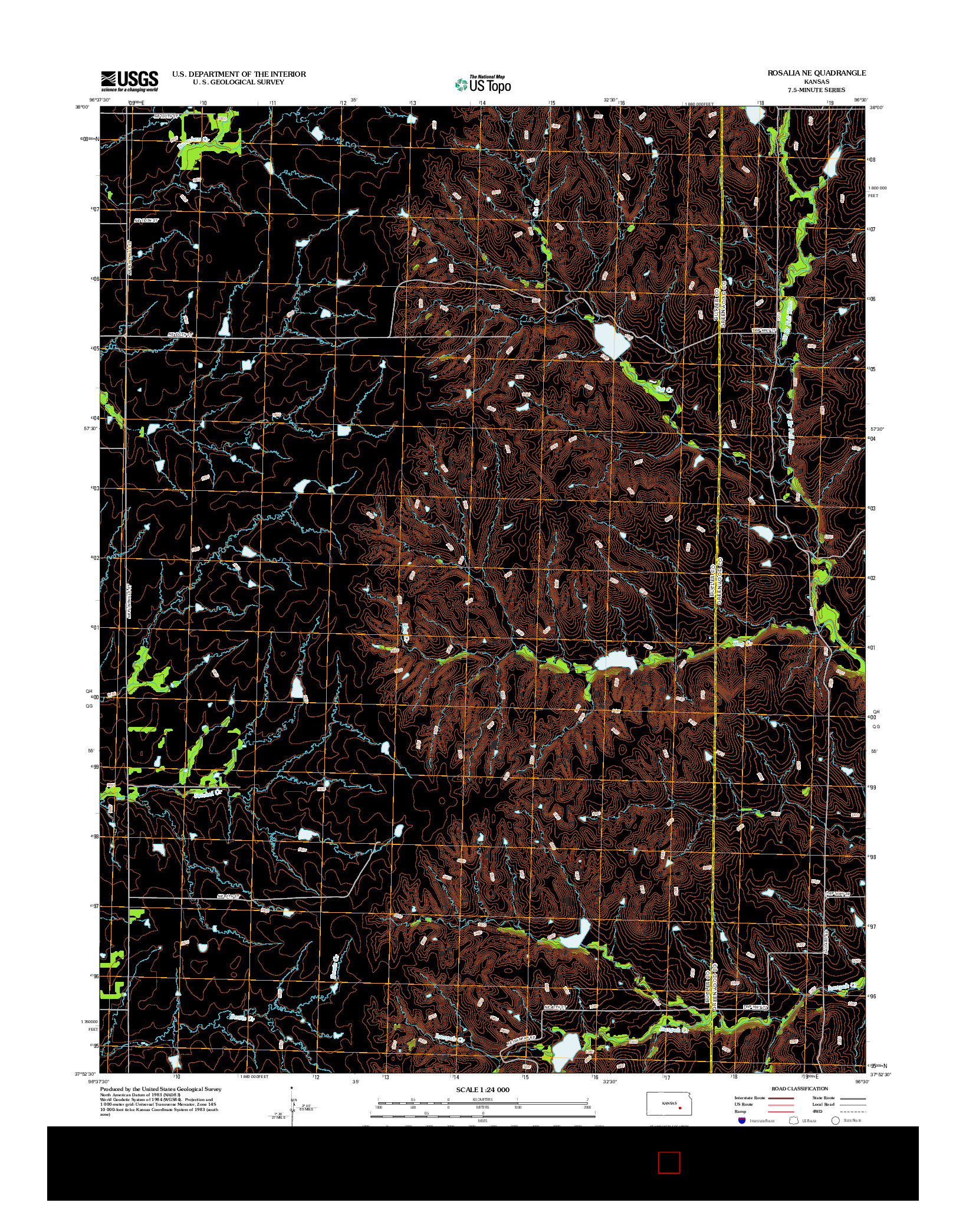 USGS US TOPO 7.5-MINUTE MAP FOR ROSALIA NE, KS 2012