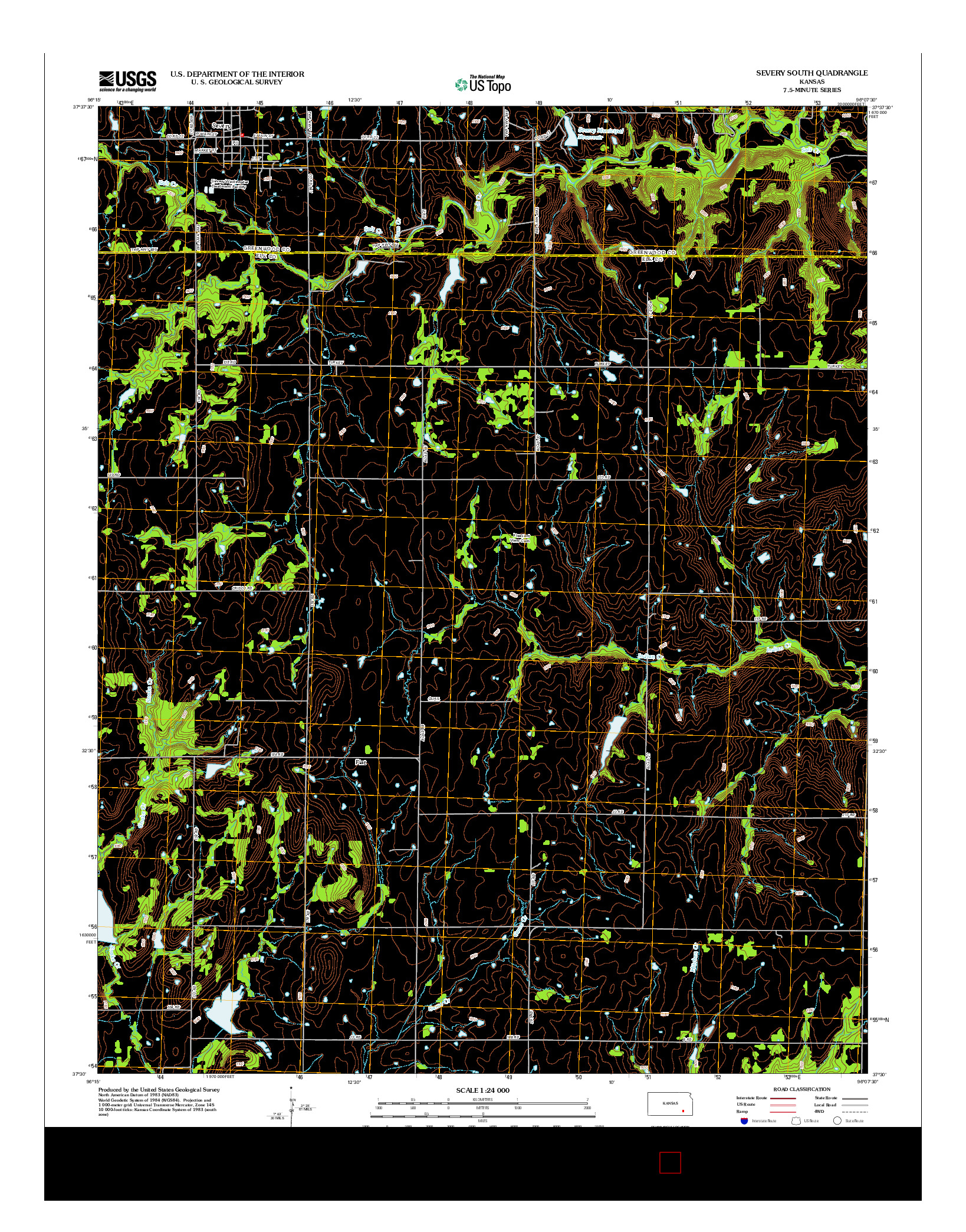 USGS US TOPO 7.5-MINUTE MAP FOR SEVERY SOUTH, KS 2012