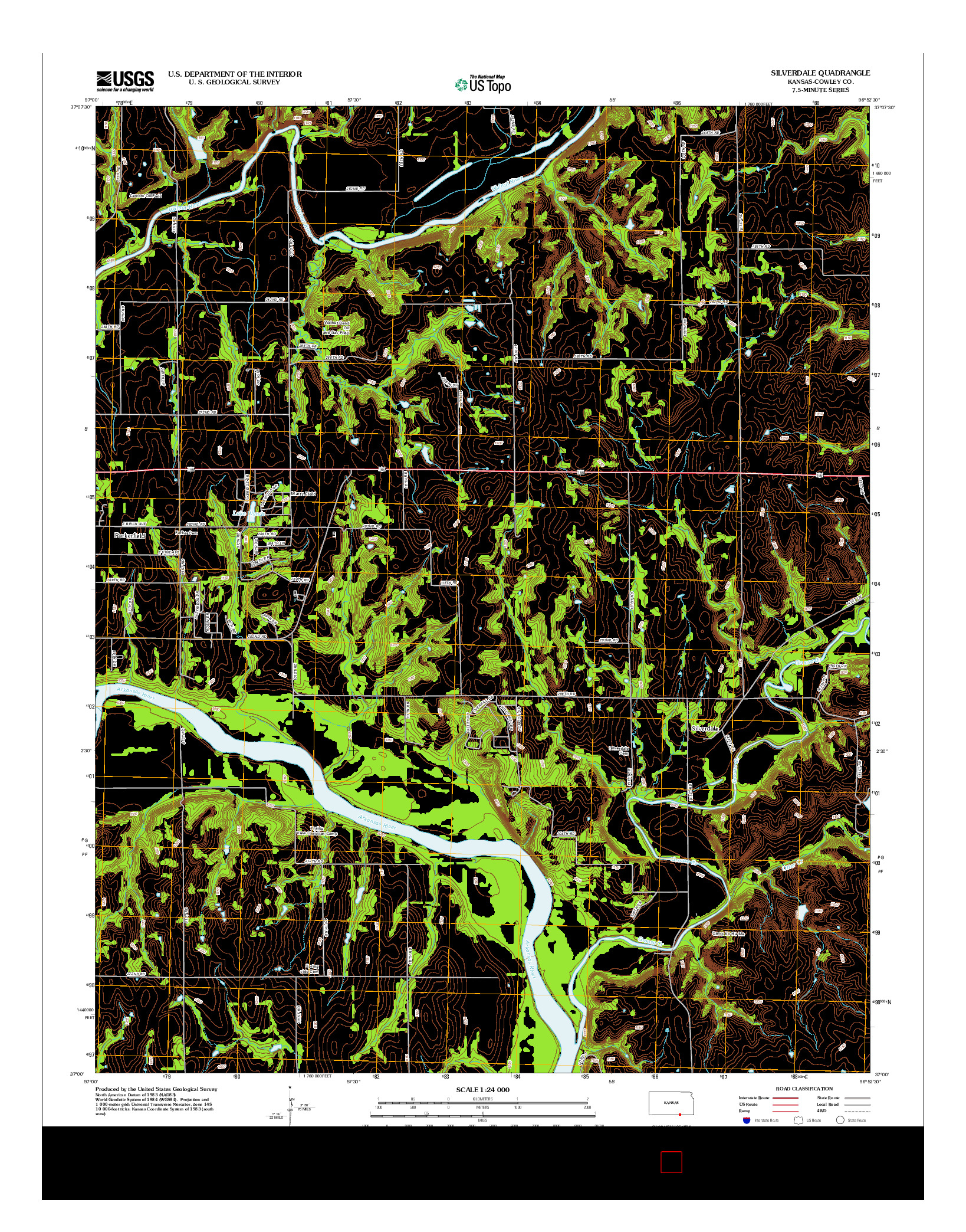 USGS US TOPO 7.5-MINUTE MAP FOR SILVERDALE, KS 2012