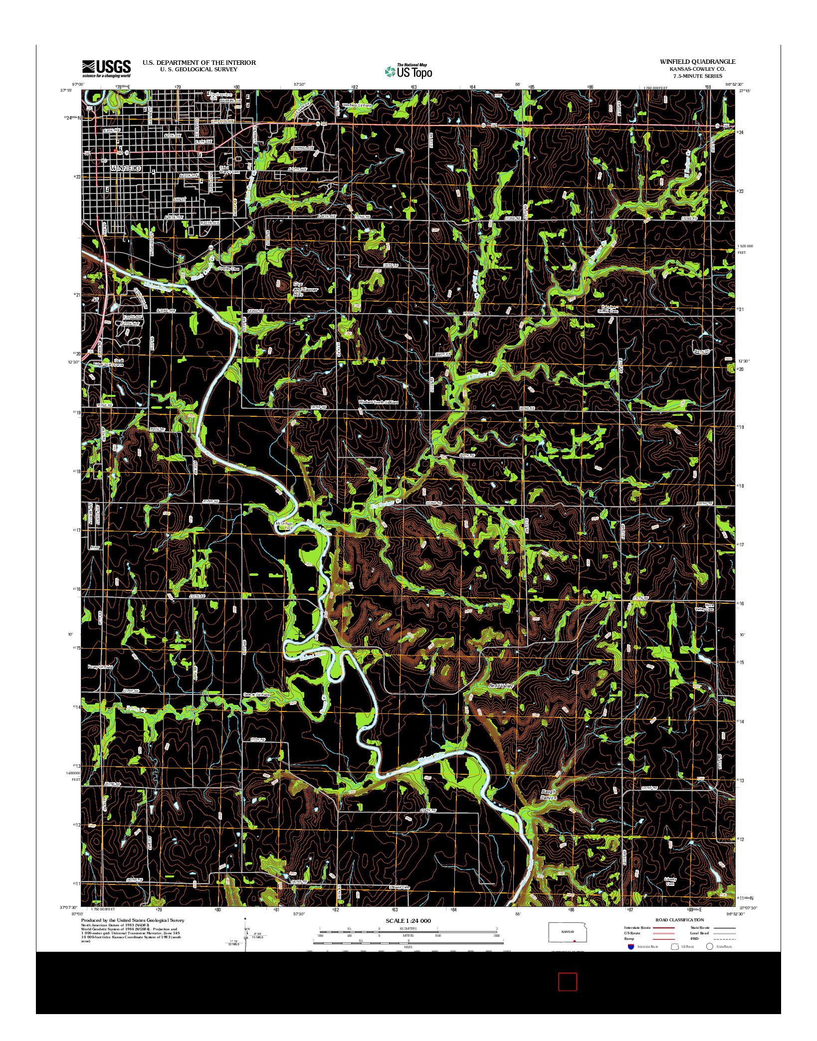 USGS US TOPO 7.5-MINUTE MAP FOR WINFIELD, KS 2012