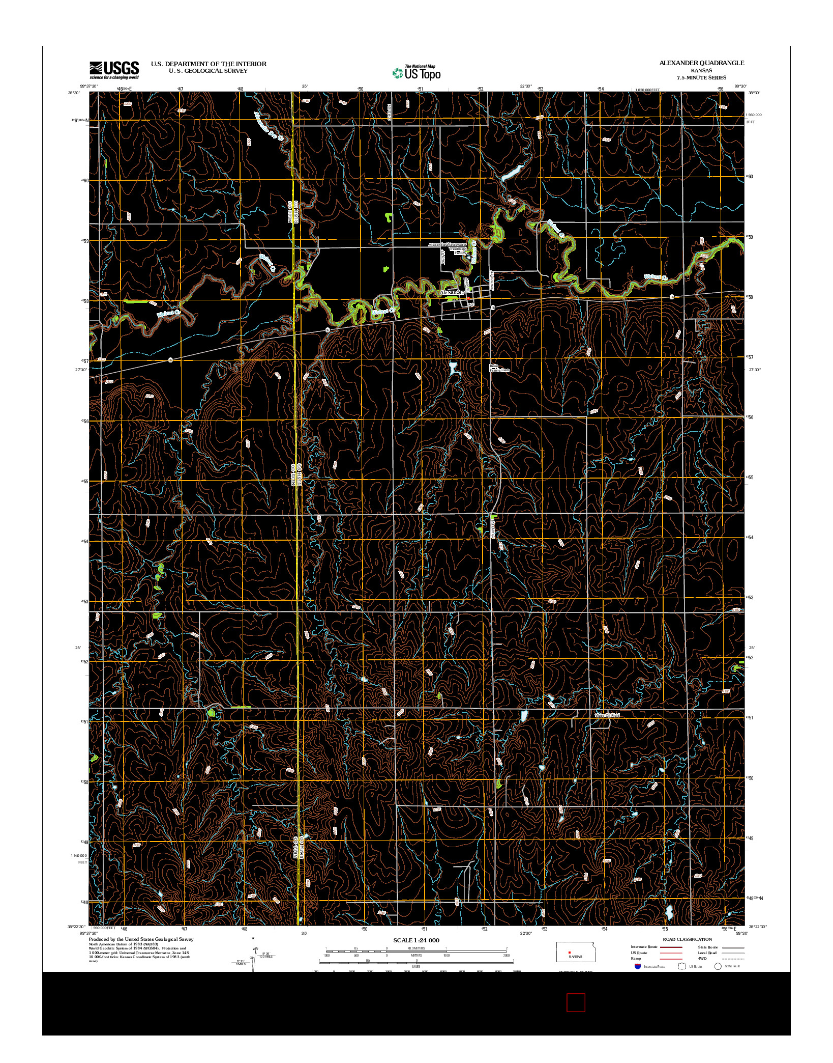 USGS US TOPO 7.5-MINUTE MAP FOR ALEXANDER, KS 2012