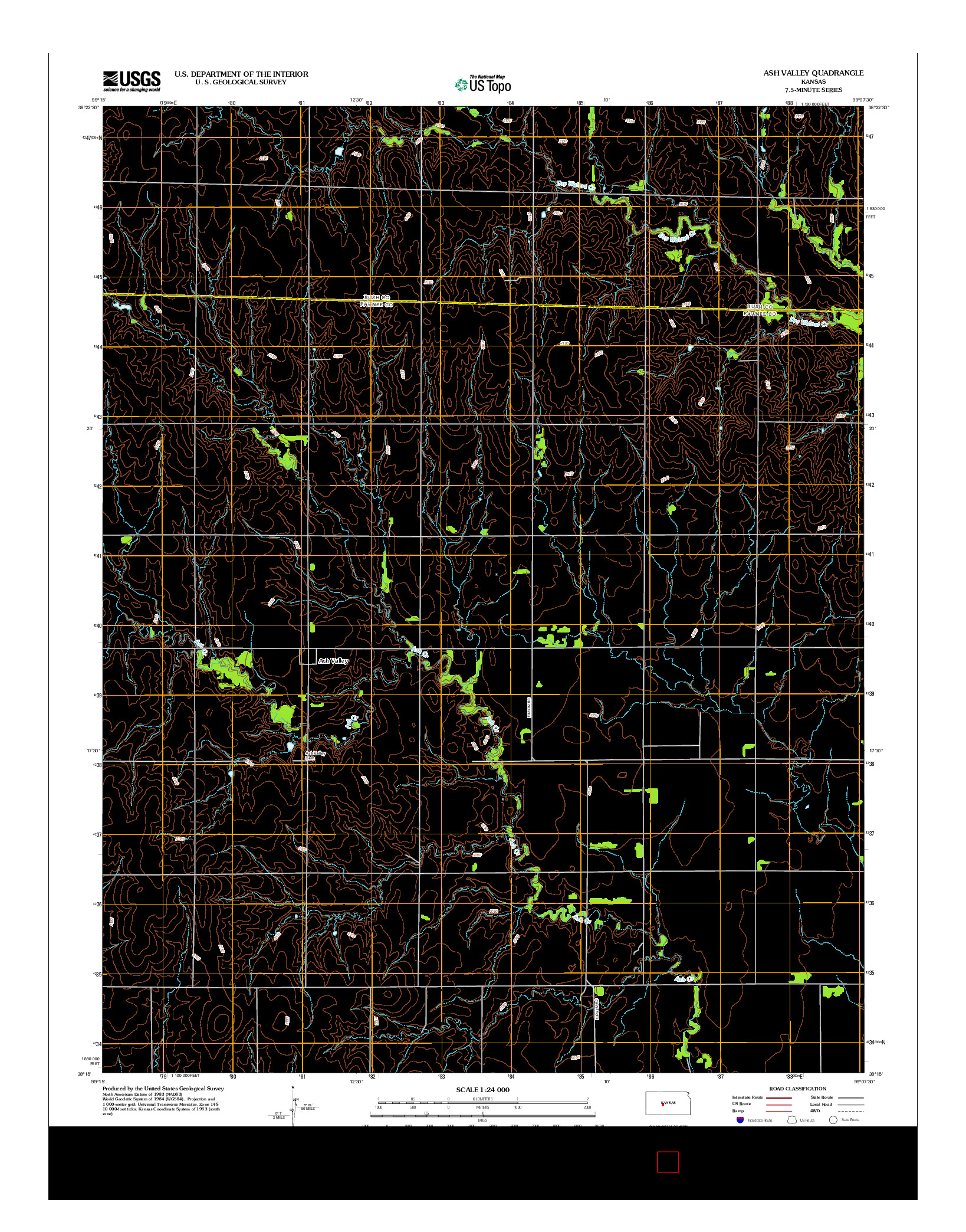 USGS US TOPO 7.5-MINUTE MAP FOR ASH VALLEY, KS 2012