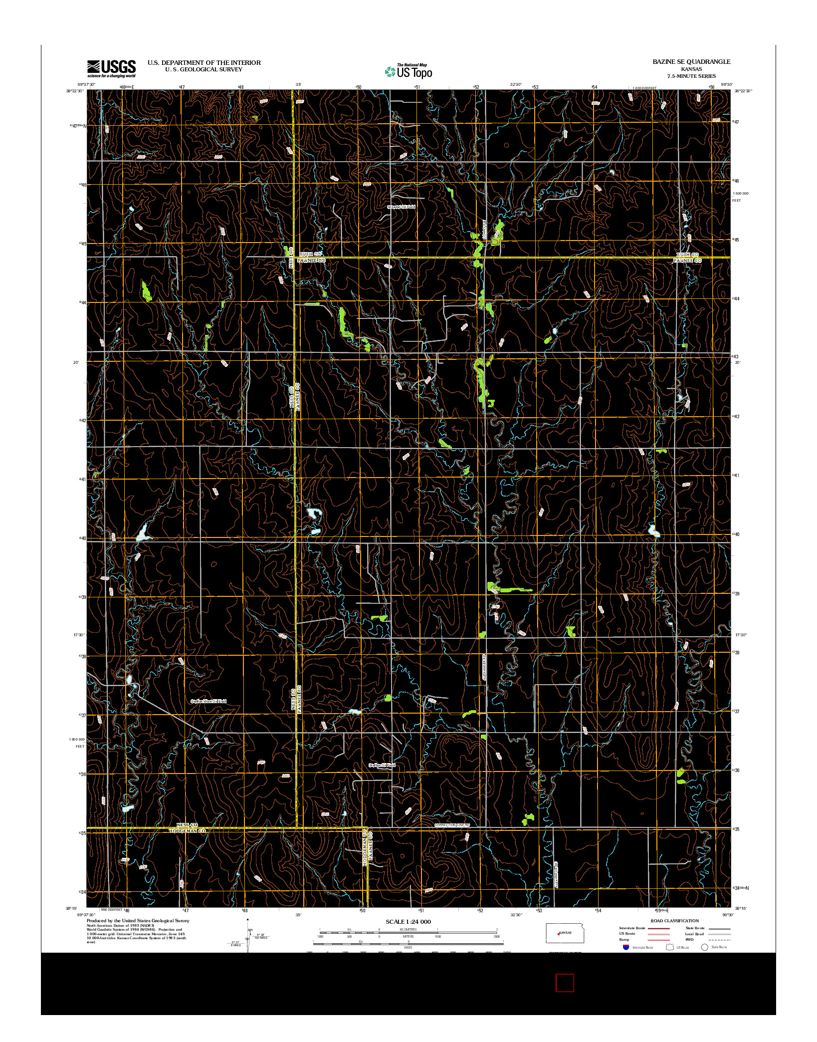 USGS US TOPO 7.5-MINUTE MAP FOR BAZINE SE, KS 2012