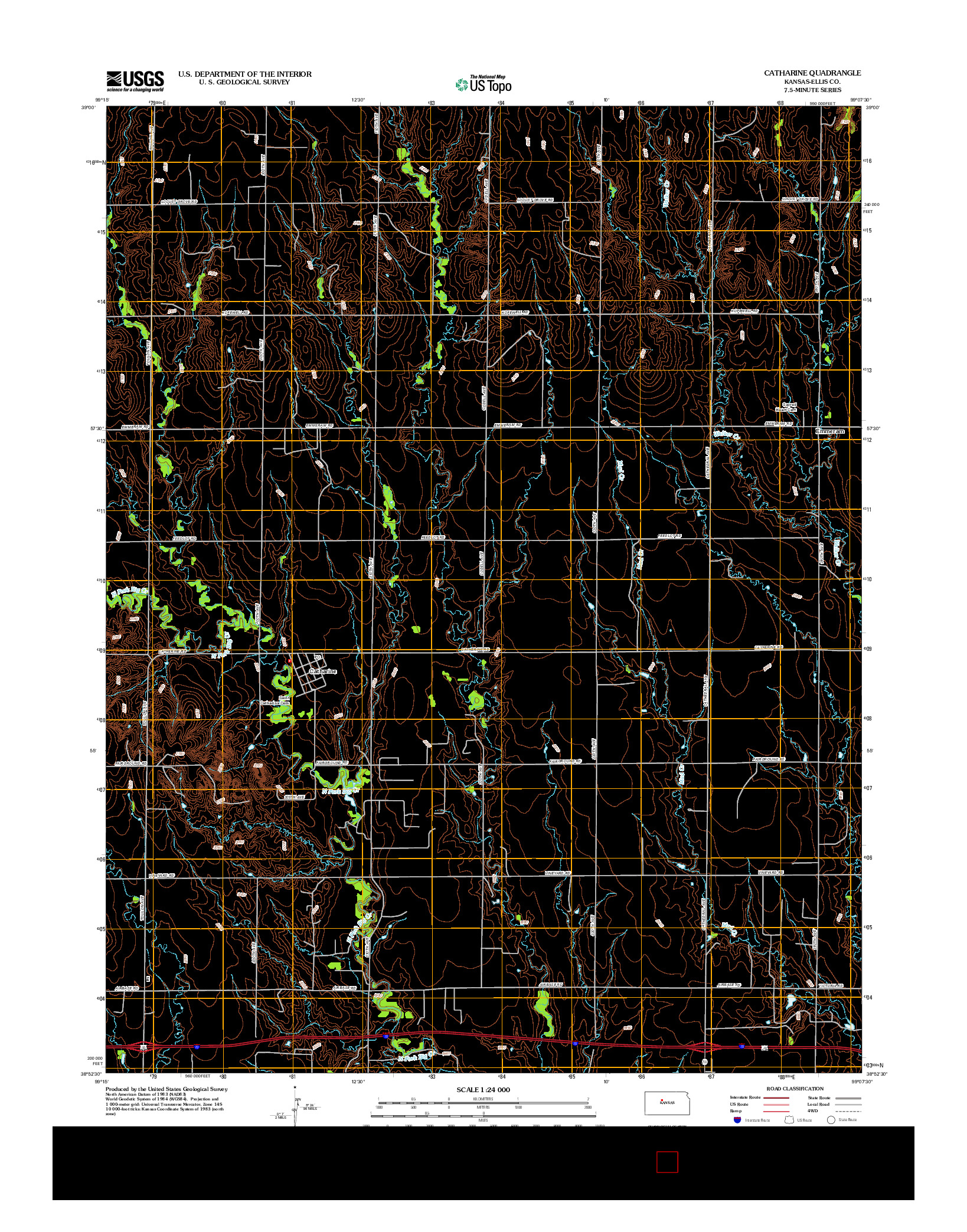 USGS US TOPO 7.5-MINUTE MAP FOR CATHARINE, KS 2012