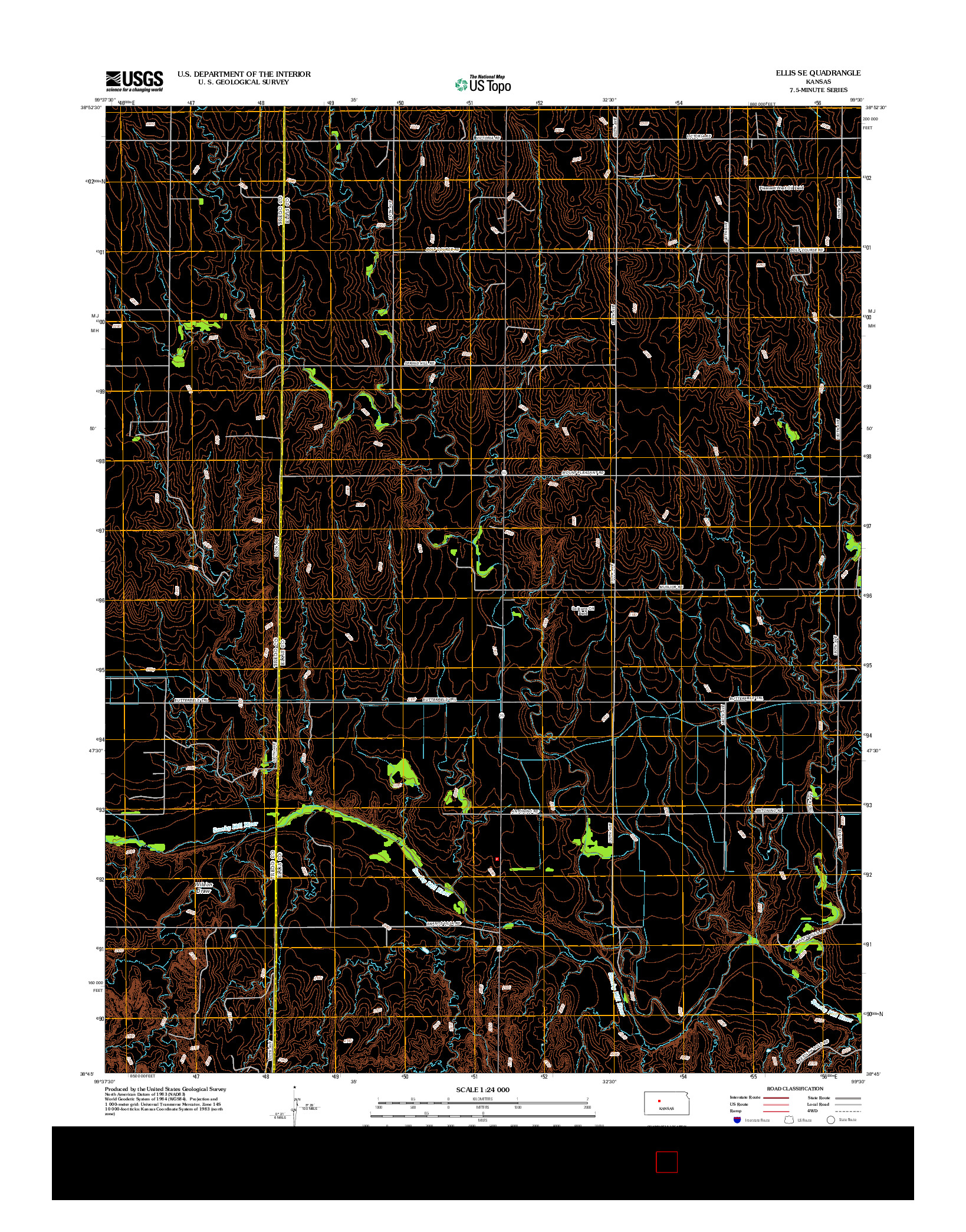 USGS US TOPO 7.5-MINUTE MAP FOR ELLIS SE, KS 2012