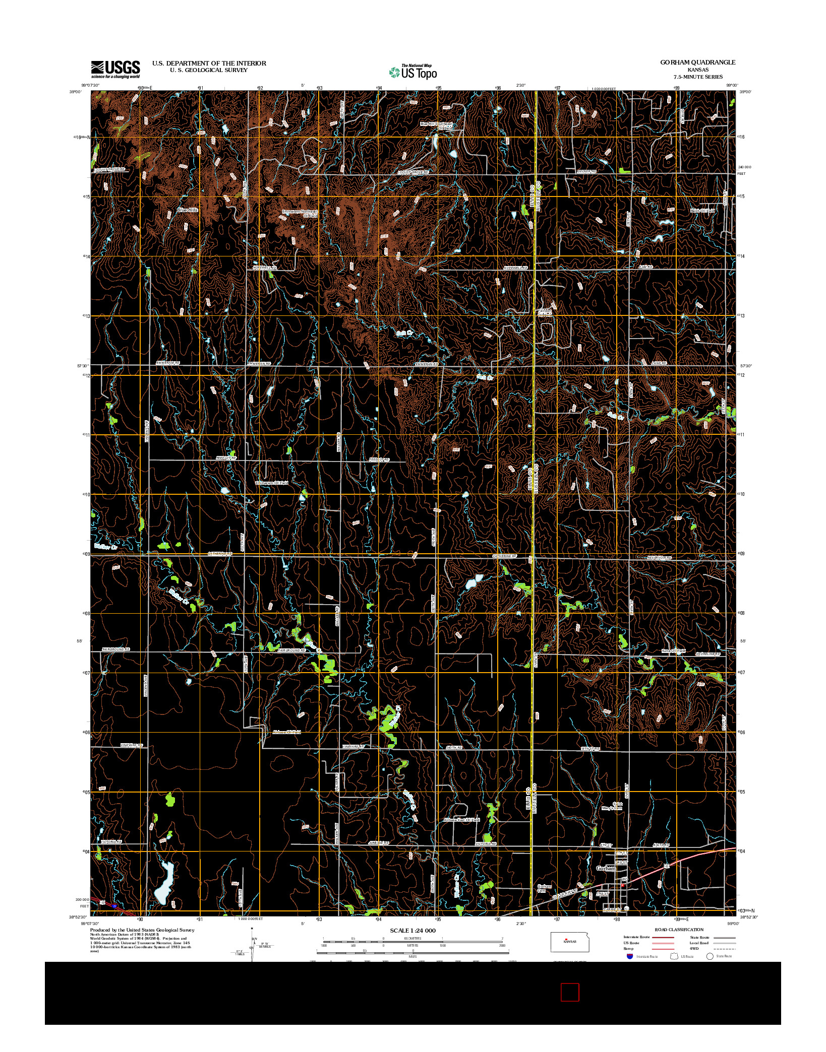 USGS US TOPO 7.5-MINUTE MAP FOR GORHAM, KS 2012