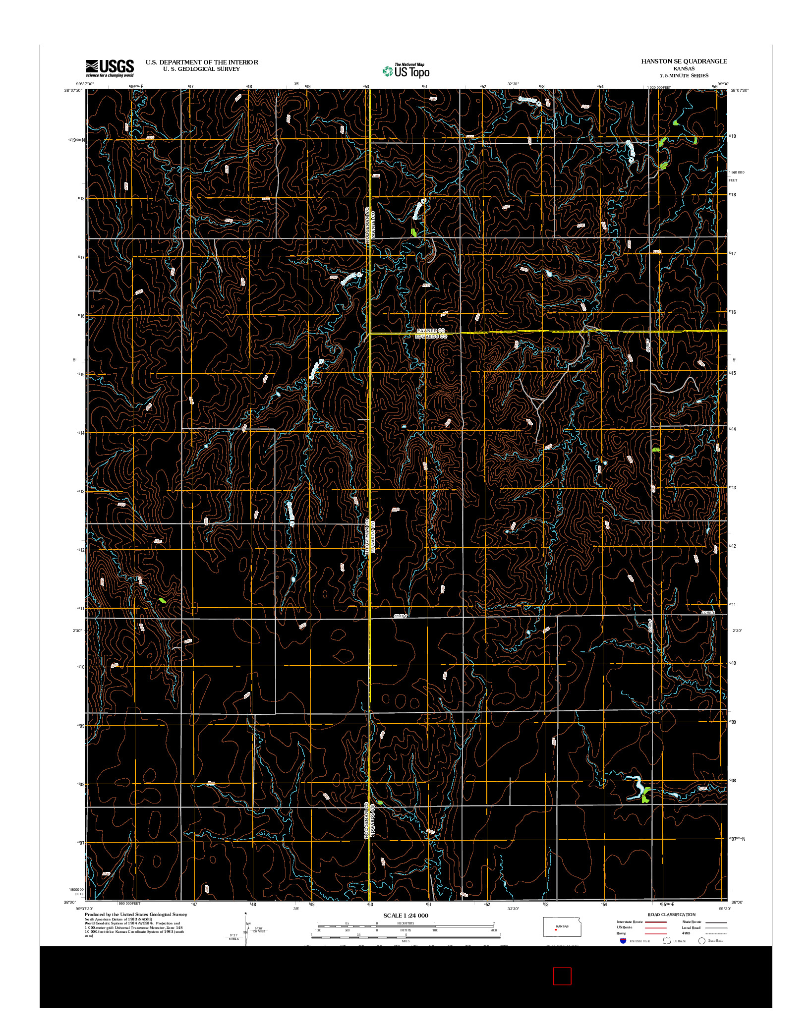 USGS US TOPO 7.5-MINUTE MAP FOR HANSTON SE, KS 2012