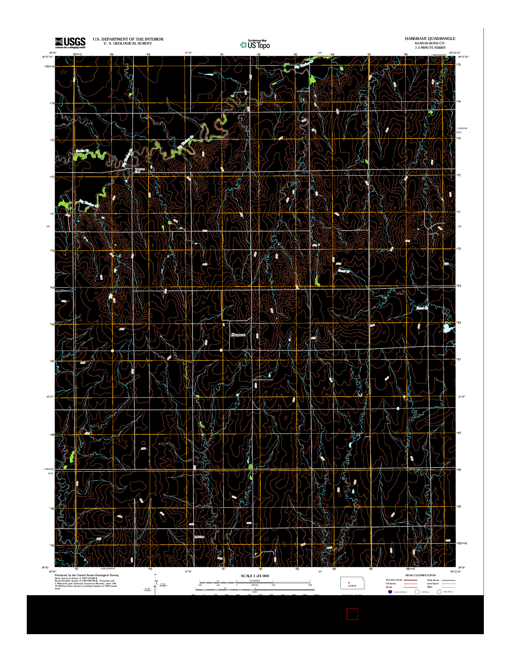 USGS US TOPO 7.5-MINUTE MAP FOR HARGRAVE, KS 2012
