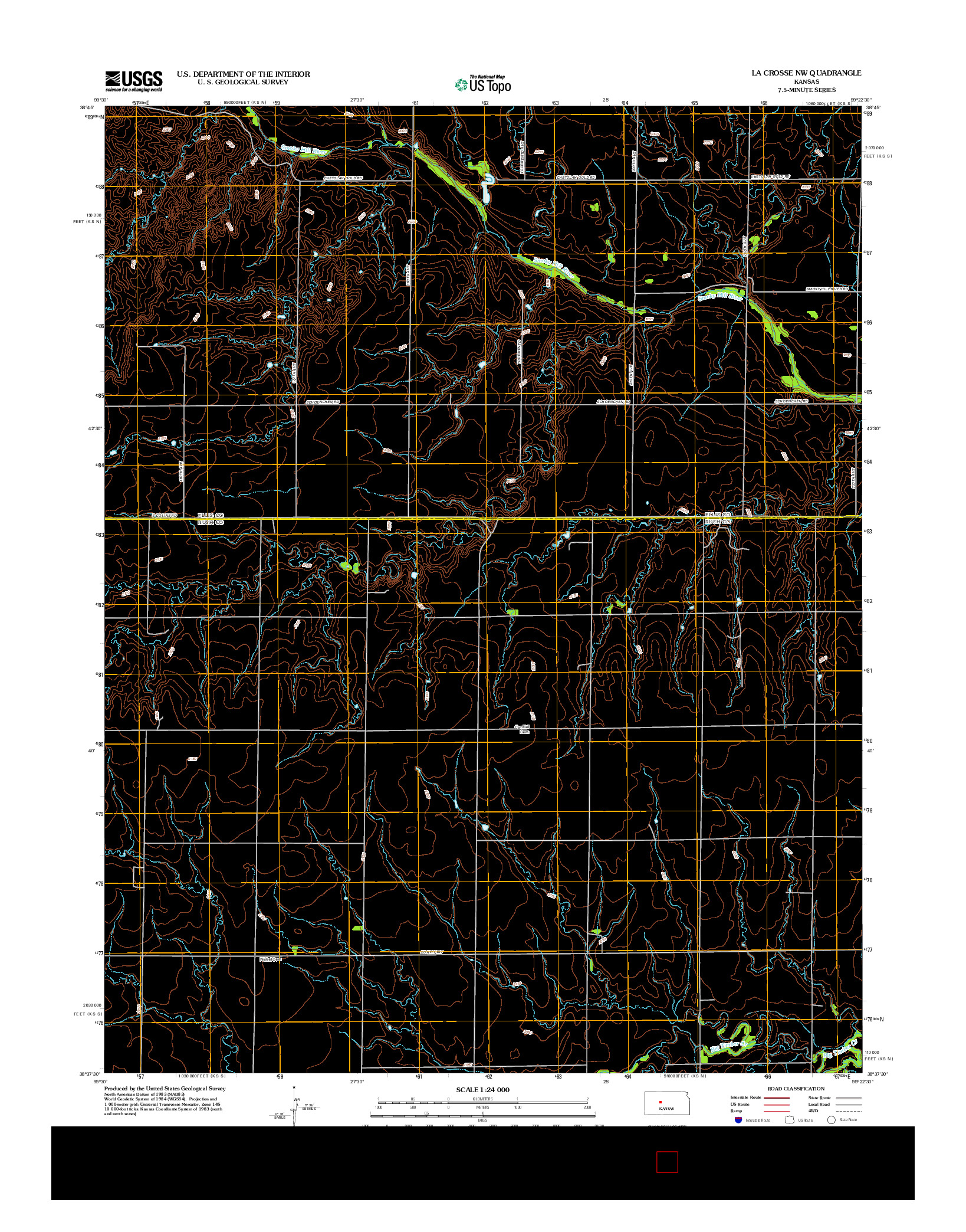 USGS US TOPO 7.5-MINUTE MAP FOR LA CROSSE NW, KS 2012