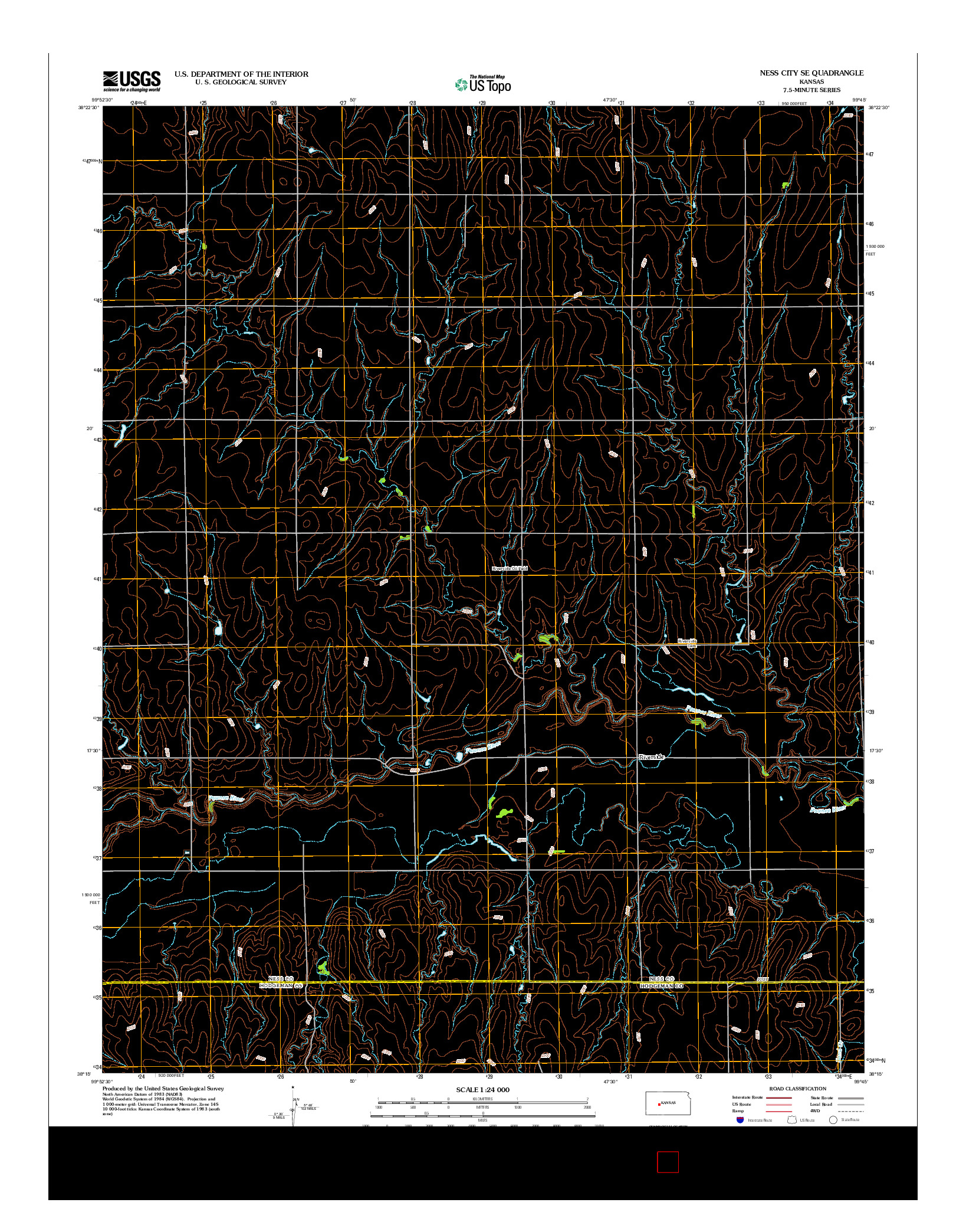 USGS US TOPO 7.5-MINUTE MAP FOR NESS CITY SE, KS 2012