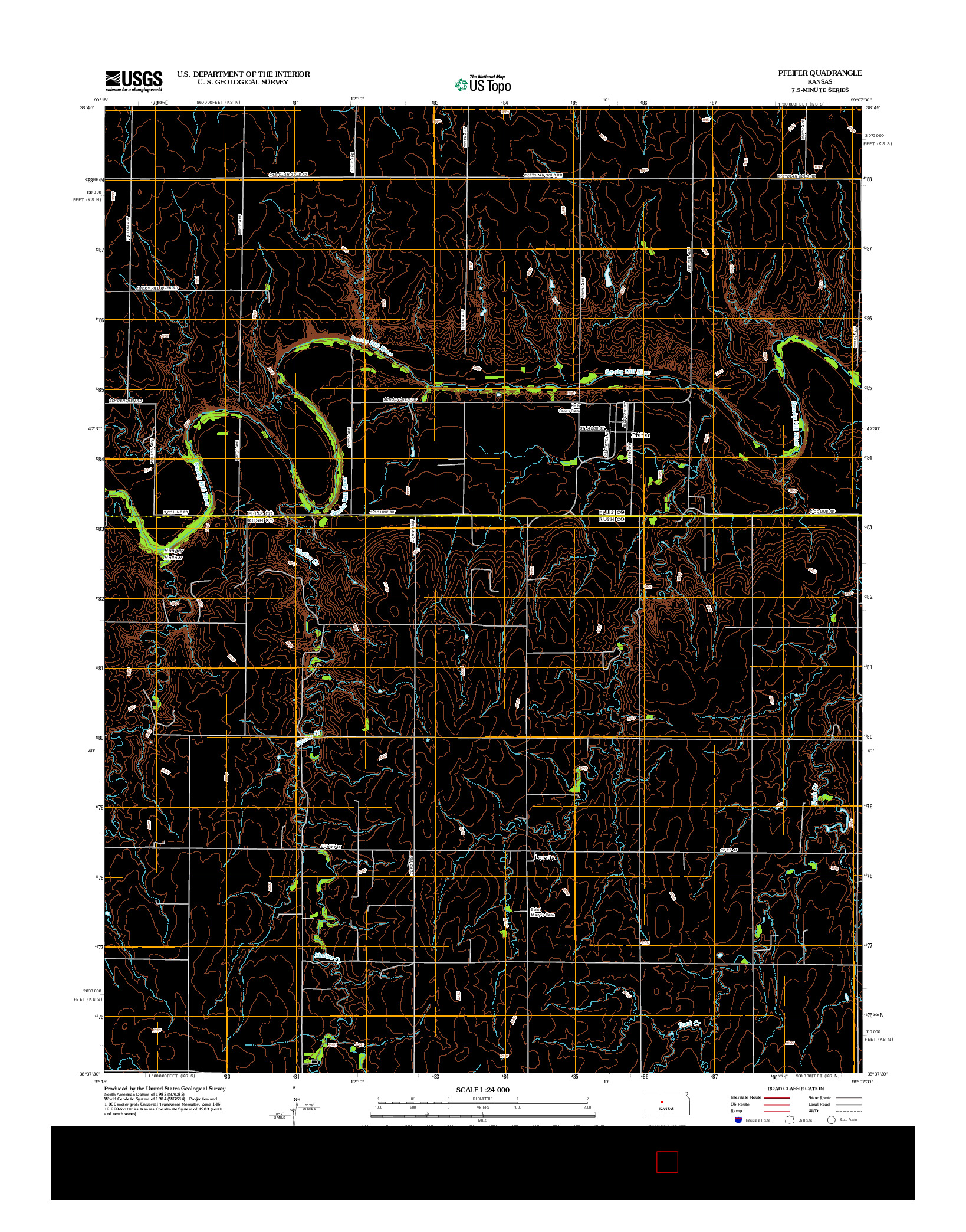 USGS US TOPO 7.5-MINUTE MAP FOR PFEIFER, KS 2012