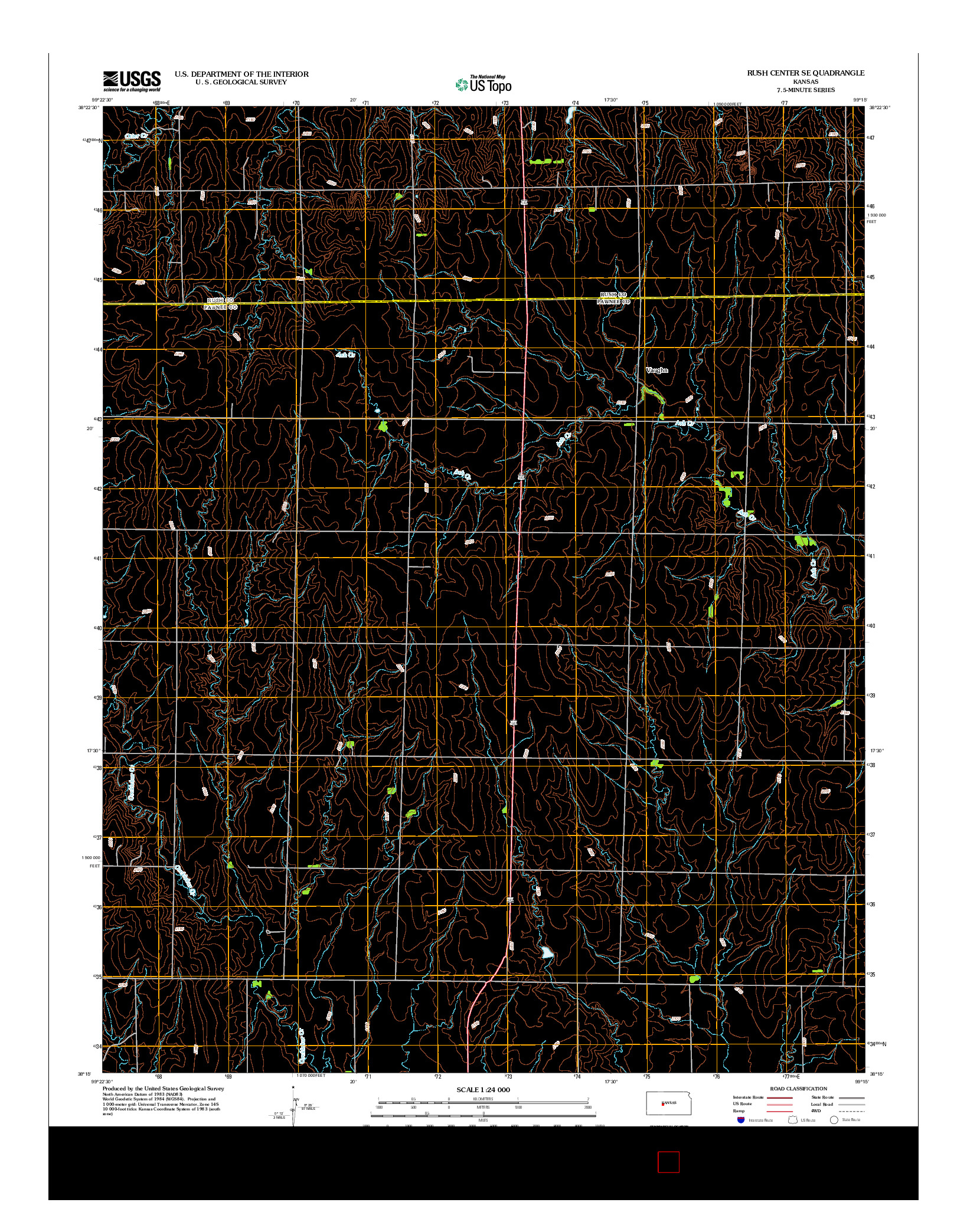 USGS US TOPO 7.5-MINUTE MAP FOR RUSH CENTER SE, KS 2012