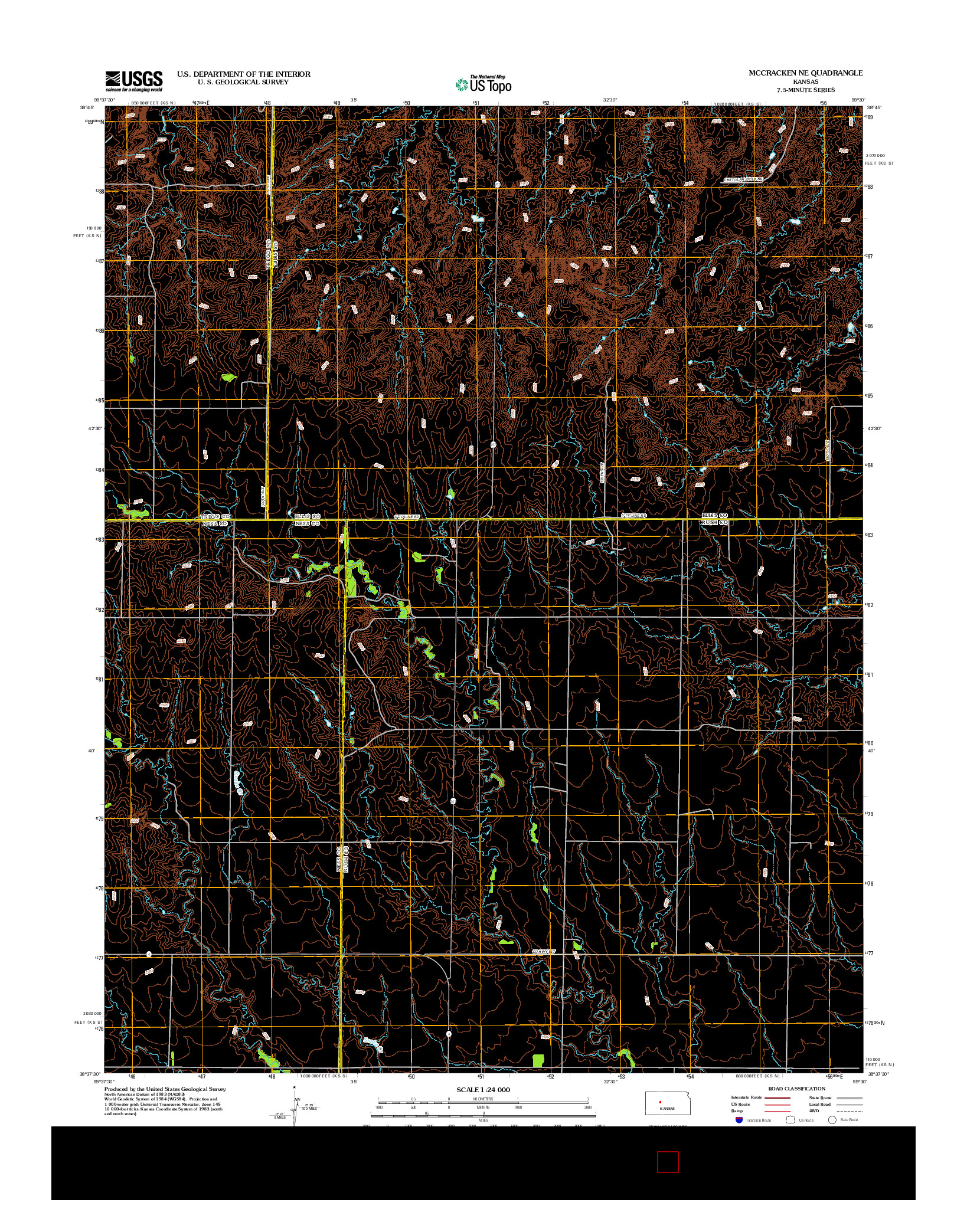 USGS US TOPO 7.5-MINUTE MAP FOR MCCRACKEN NE, KS 2012