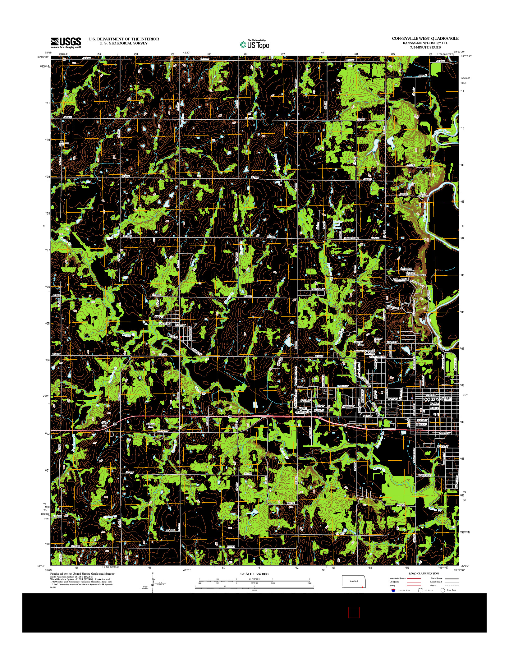 USGS US TOPO 7.5-MINUTE MAP FOR COFFEYVILLE WEST, KS 2012