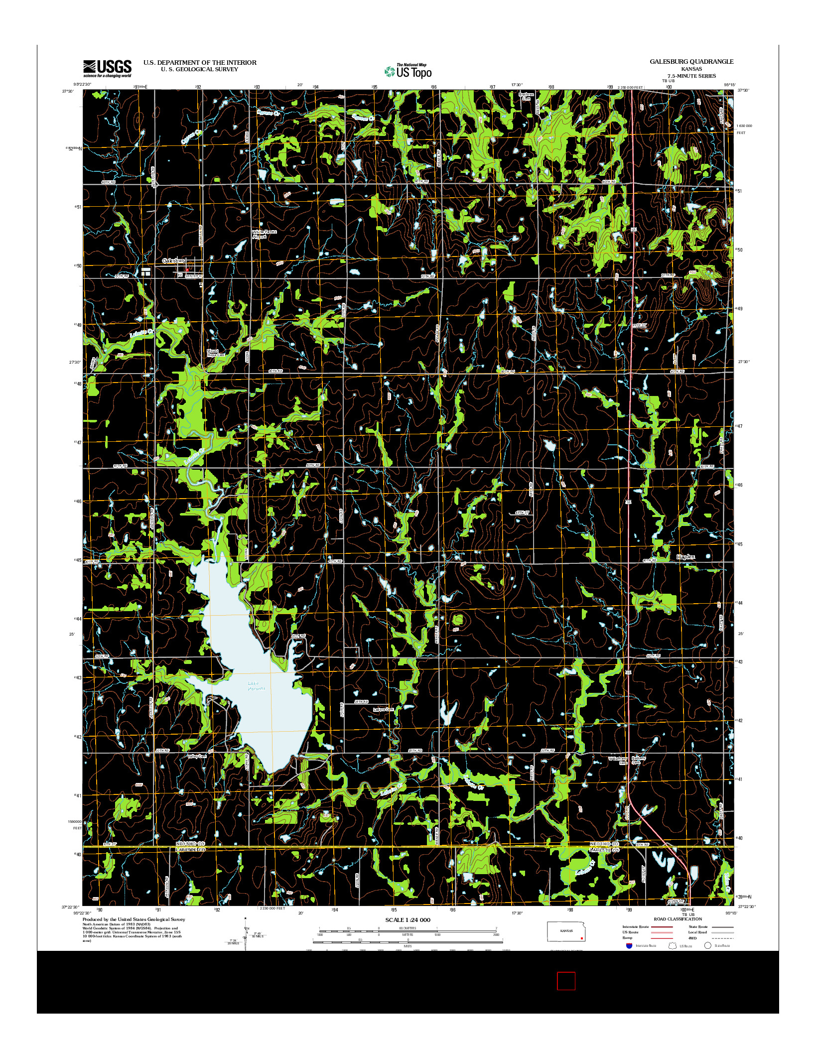 USGS US TOPO 7.5-MINUTE MAP FOR GALESBURG, KS 2012