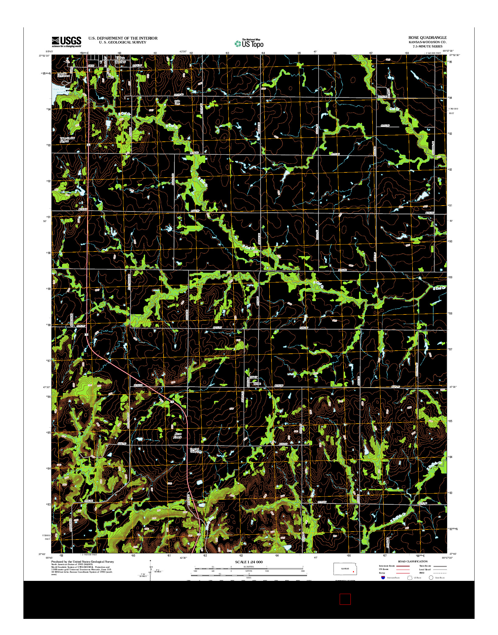 USGS US TOPO 7.5-MINUTE MAP FOR ROSE, KS 2012