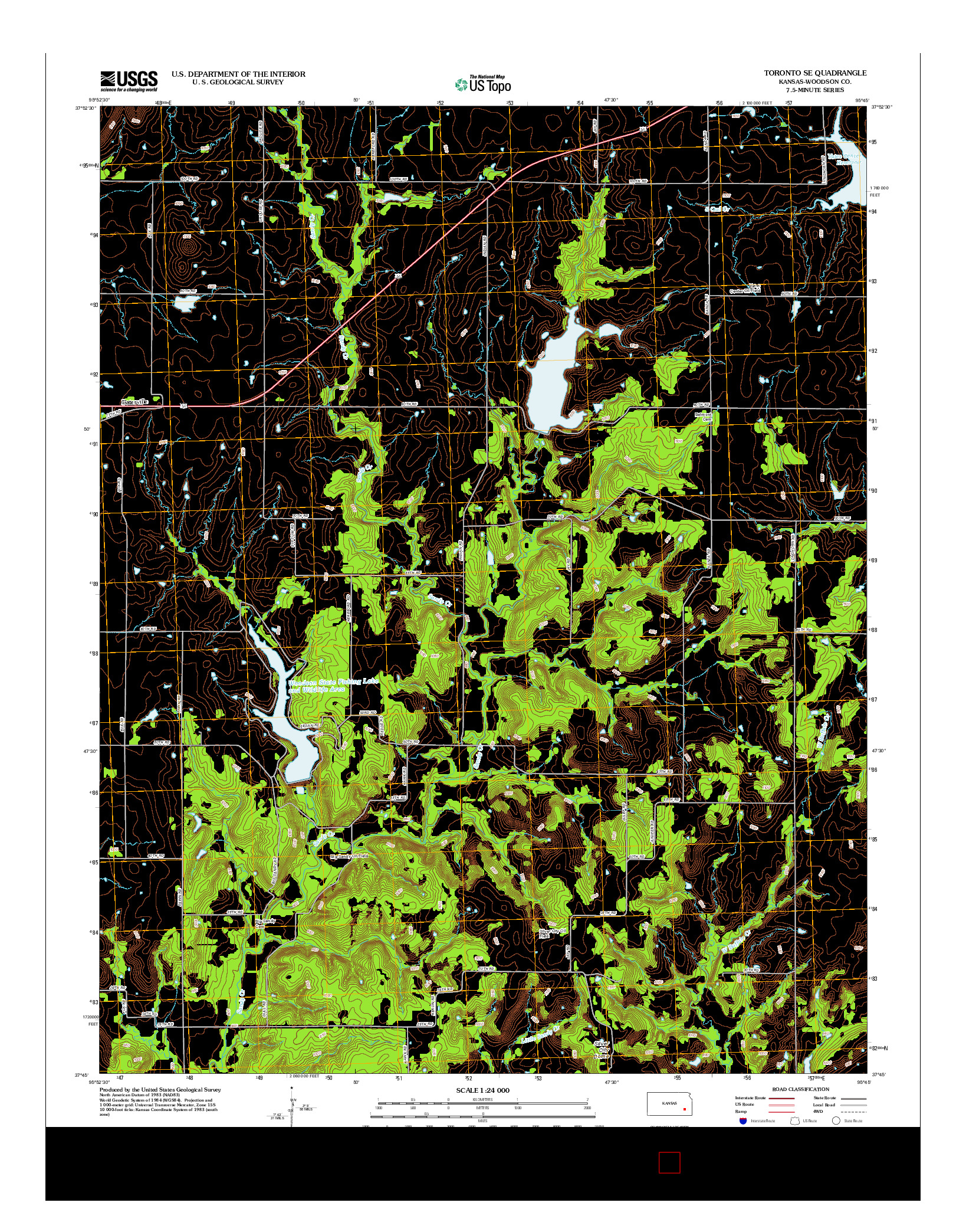 USGS US TOPO 7.5-MINUTE MAP FOR TORONTO SE, KS 2012