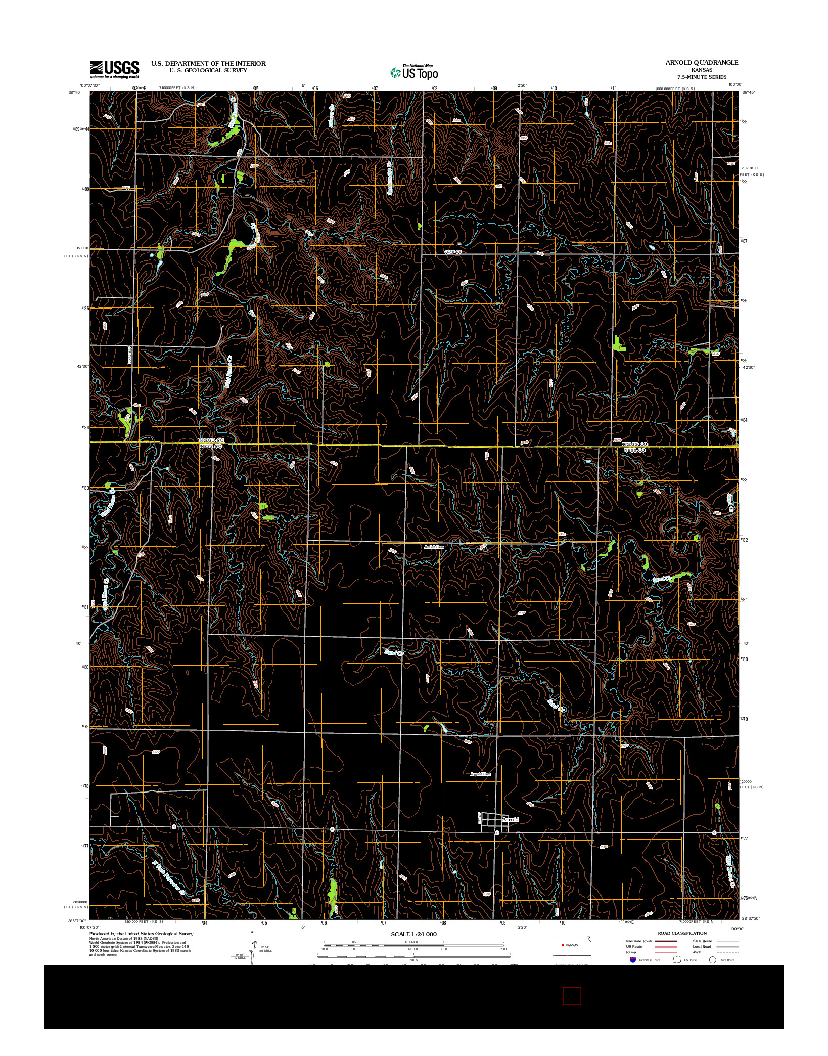 USGS US TOPO 7.5-MINUTE MAP FOR ARNOLD, KS 2012