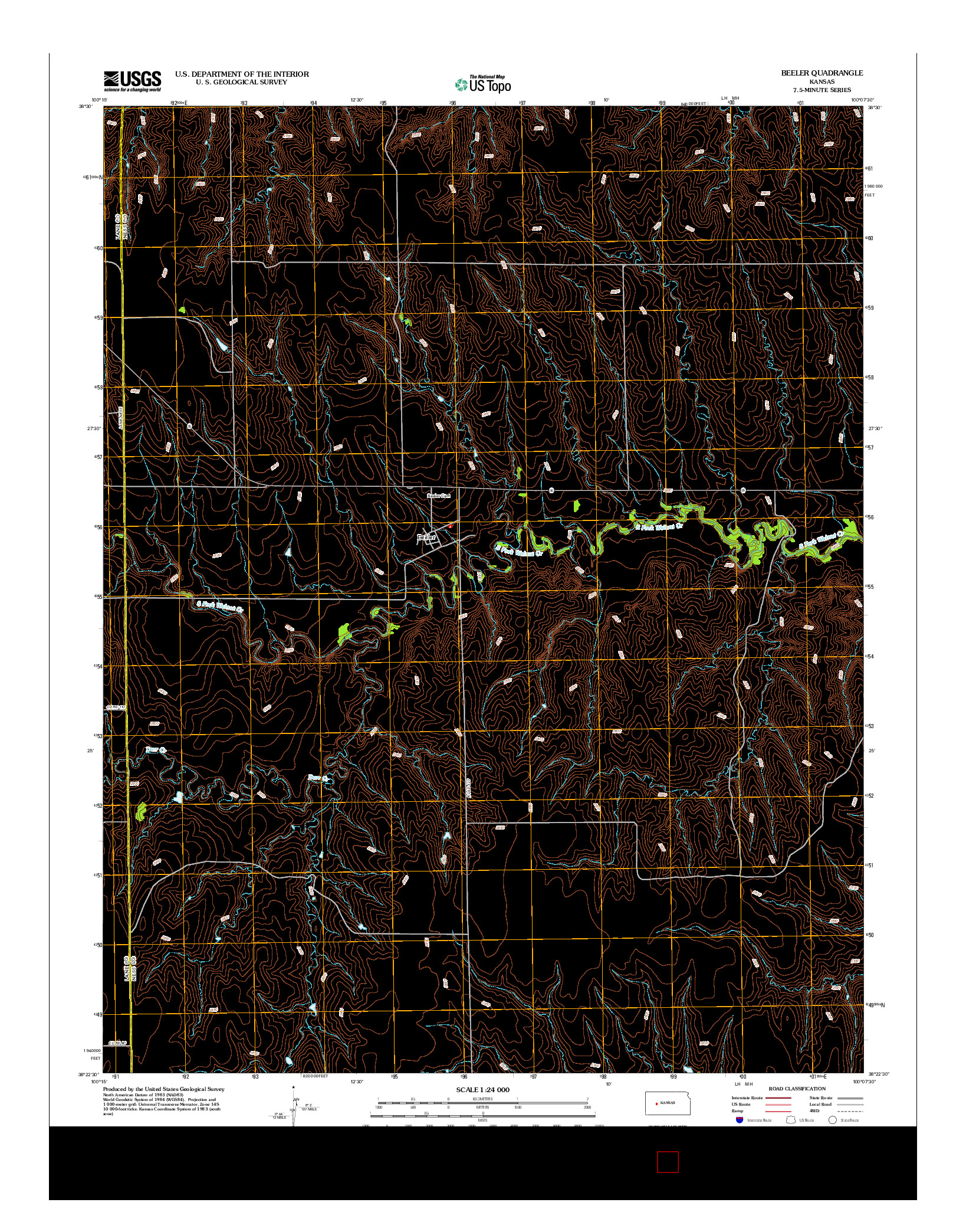 USGS US TOPO 7.5-MINUTE MAP FOR BEELER, KS 2012