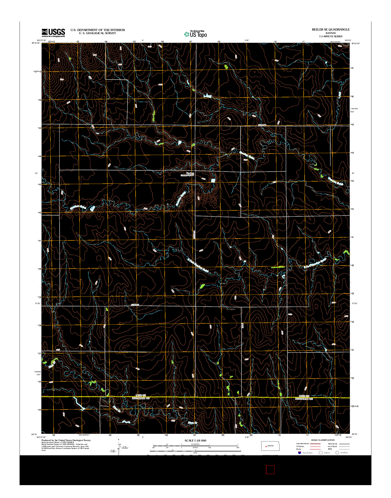 USGS US TOPO 7.5-MINUTE MAP FOR BEELER SE, KS 2012