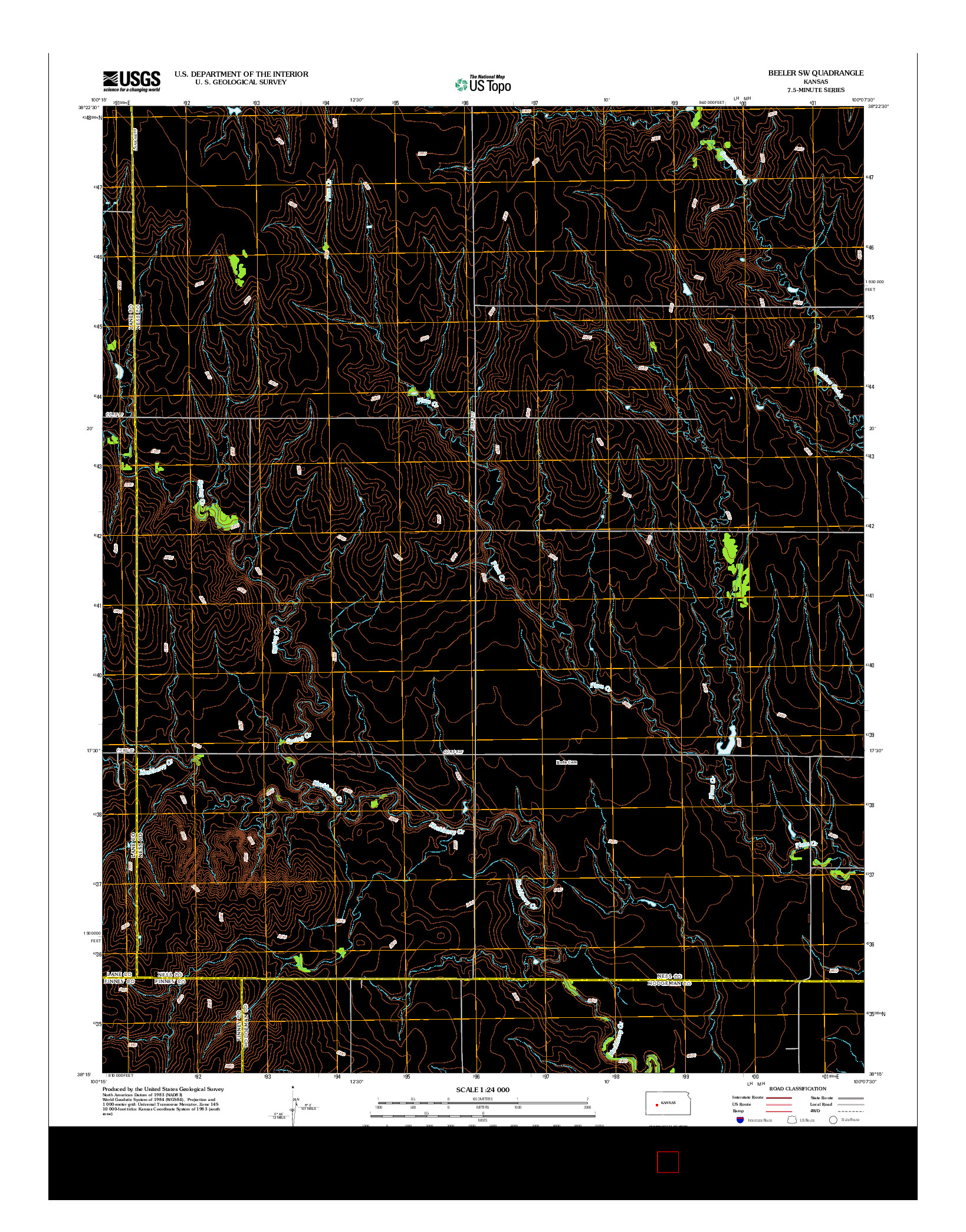USGS US TOPO 7.5-MINUTE MAP FOR BEELER SW, KS 2012